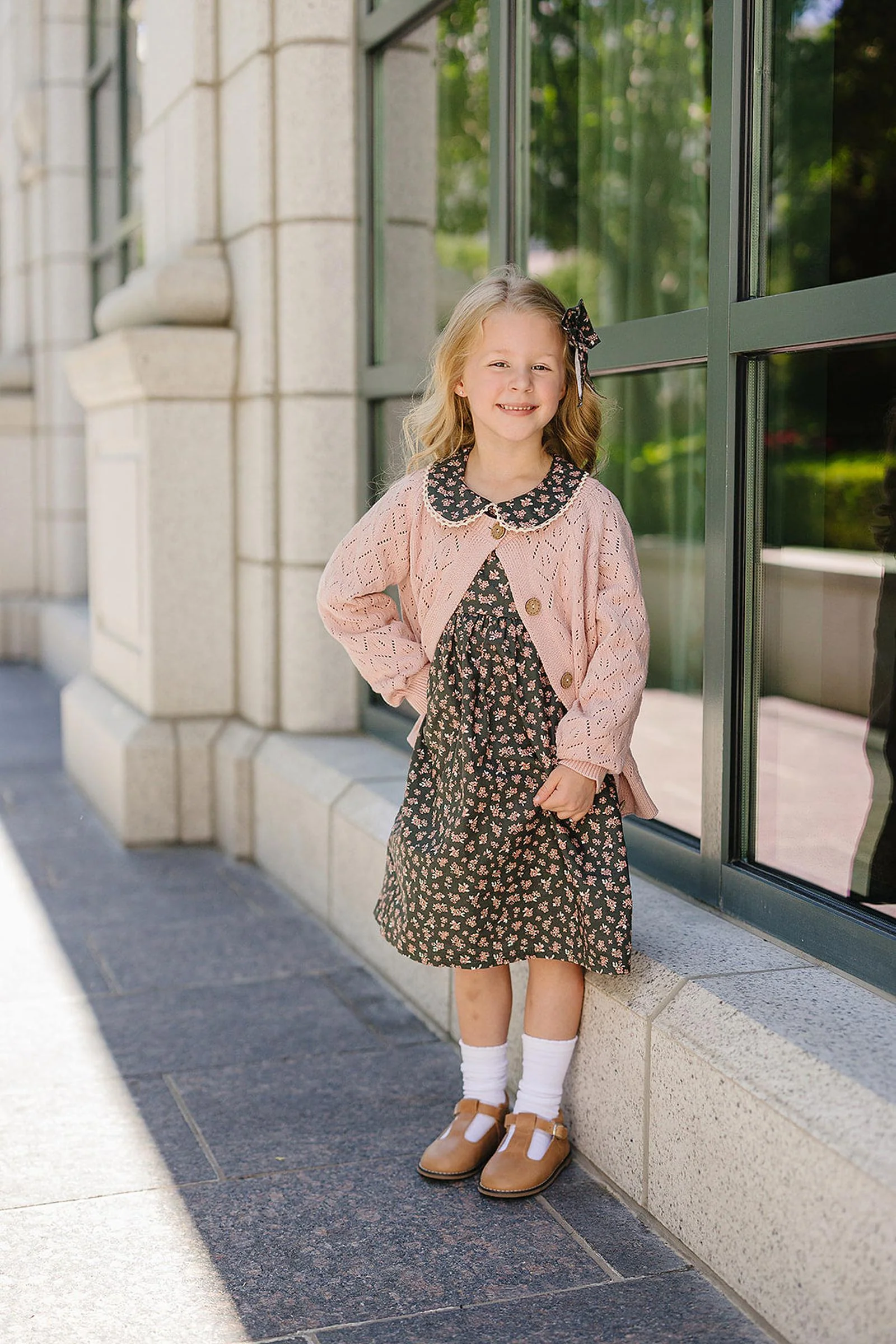 Mebie Baby Pink Pointelle Button Down Cardigan, 100% Cotton, Sizes 0-7 - Image 5