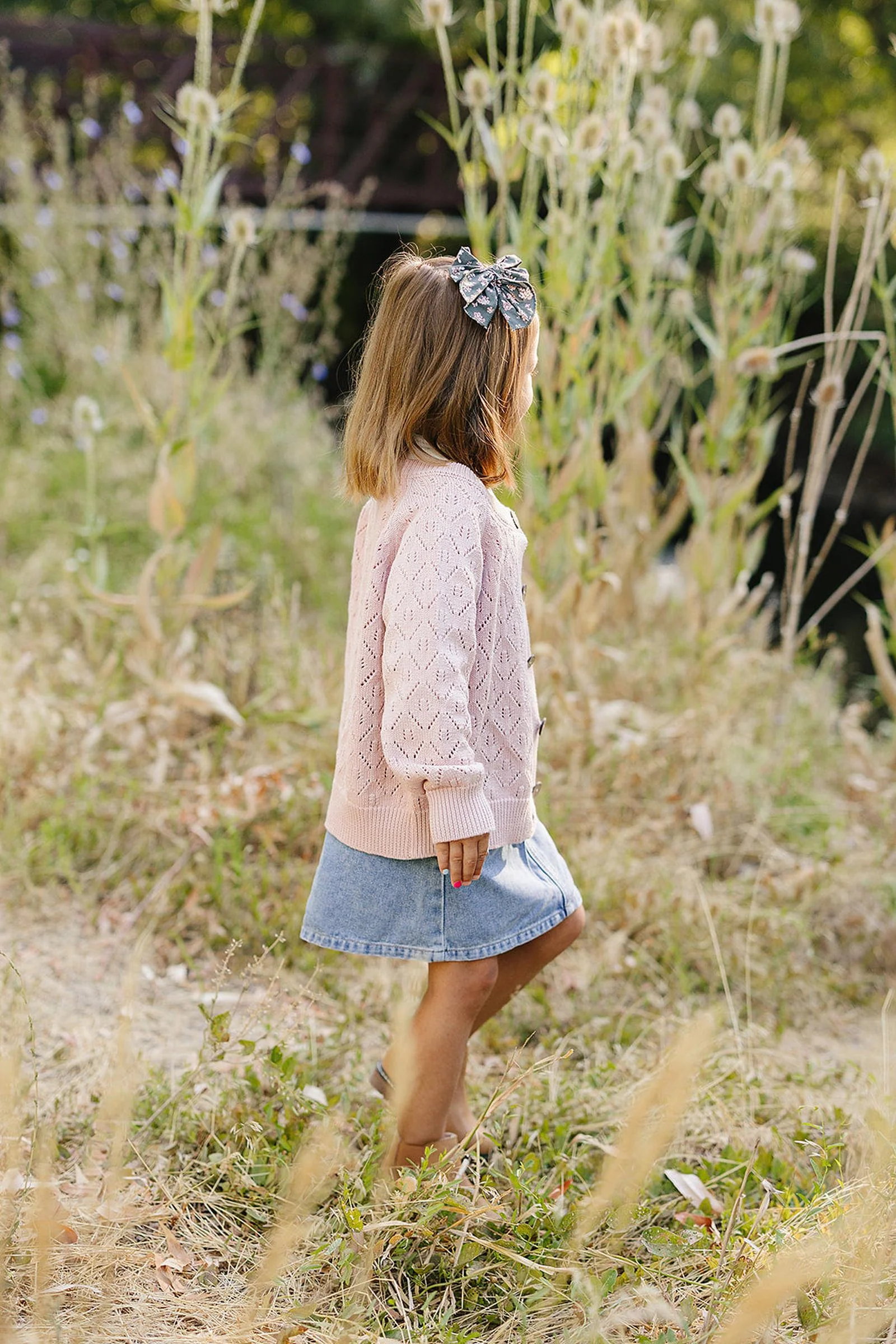Mebie Baby Pink Pointelle Button Down Cardigan, 100% Cotton, Sizes 0-7 - Image 6