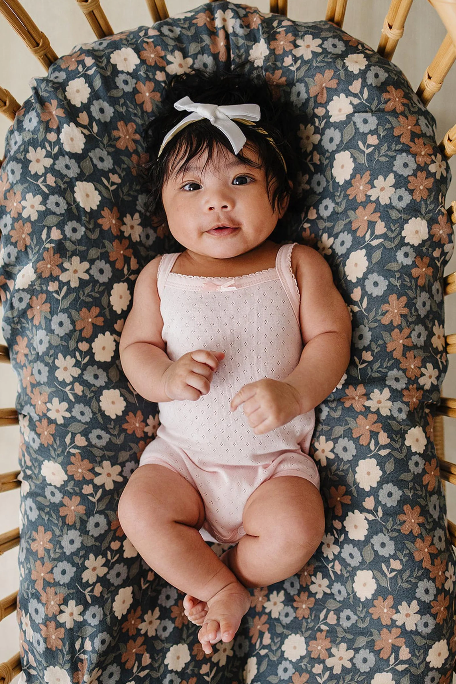 Mebie Baby Cotton Pink Pointelle Tank Bodysuit for Baby Girls