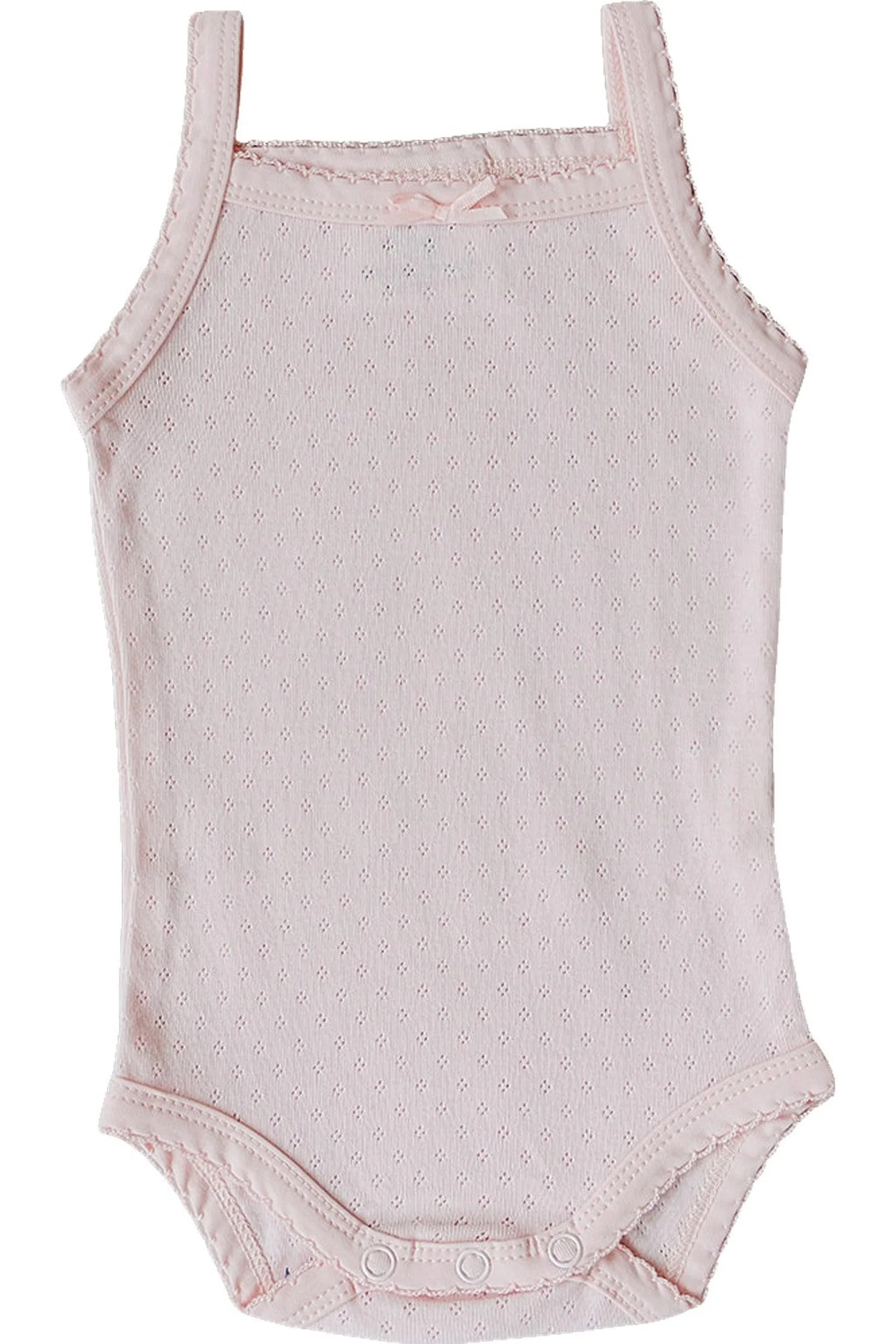 Mebie Baby Cotton Pink Pointelle Tank Bodysuit for Baby Girls - Image 2