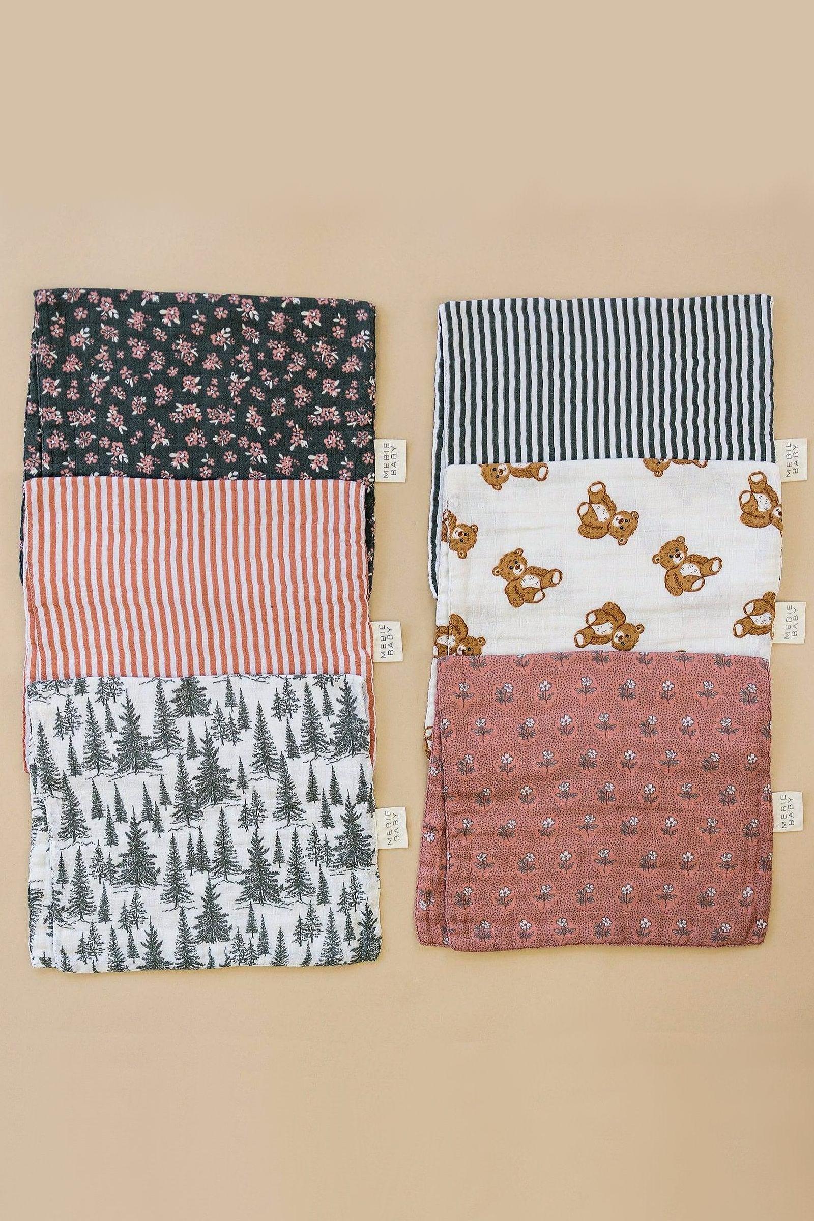 Mebie Baby Teddy Bear Muslin Burp Cloth, 100% Cotton, Baby Essentials - Image 3
