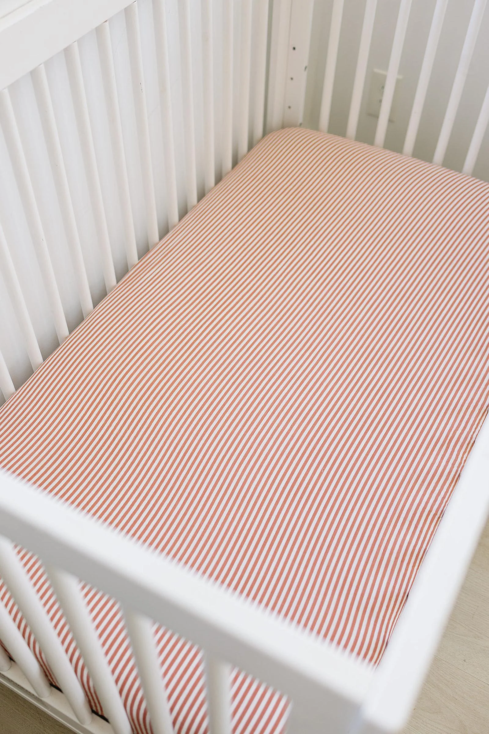 Mebie Baby Pink Stripes Muslin Crib Sheet, 100% Cotton, Baby Essentials - Image 2