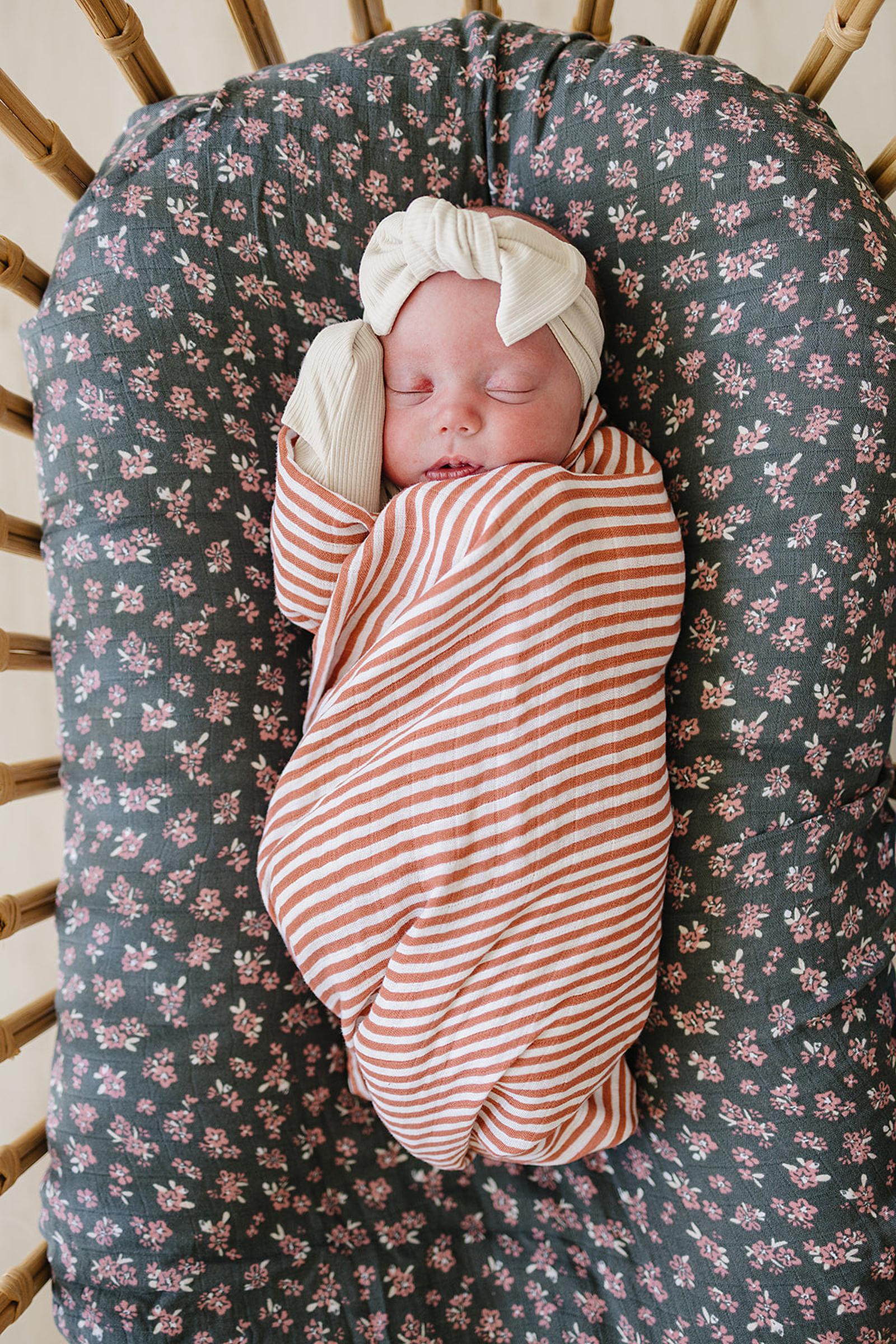 Mebie Baby Pink Stripes Muslin Swaddle Blanket, 100% Cotton, Baby Essentials - Image 3