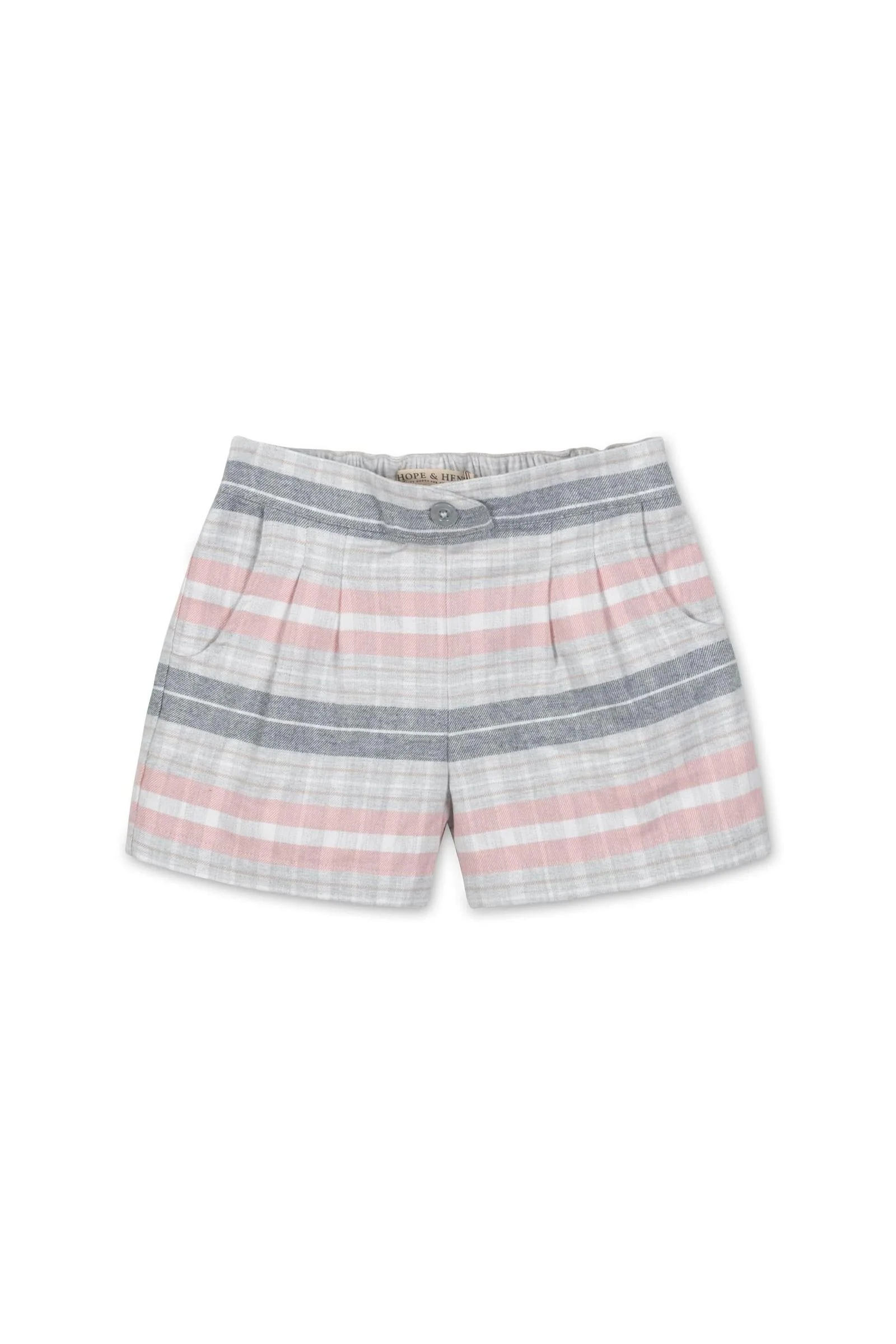 Hope & Henry Pleated Organic Cotton Flannel Short for Girls, Plaid, Sizes 2T-12 - Image 2