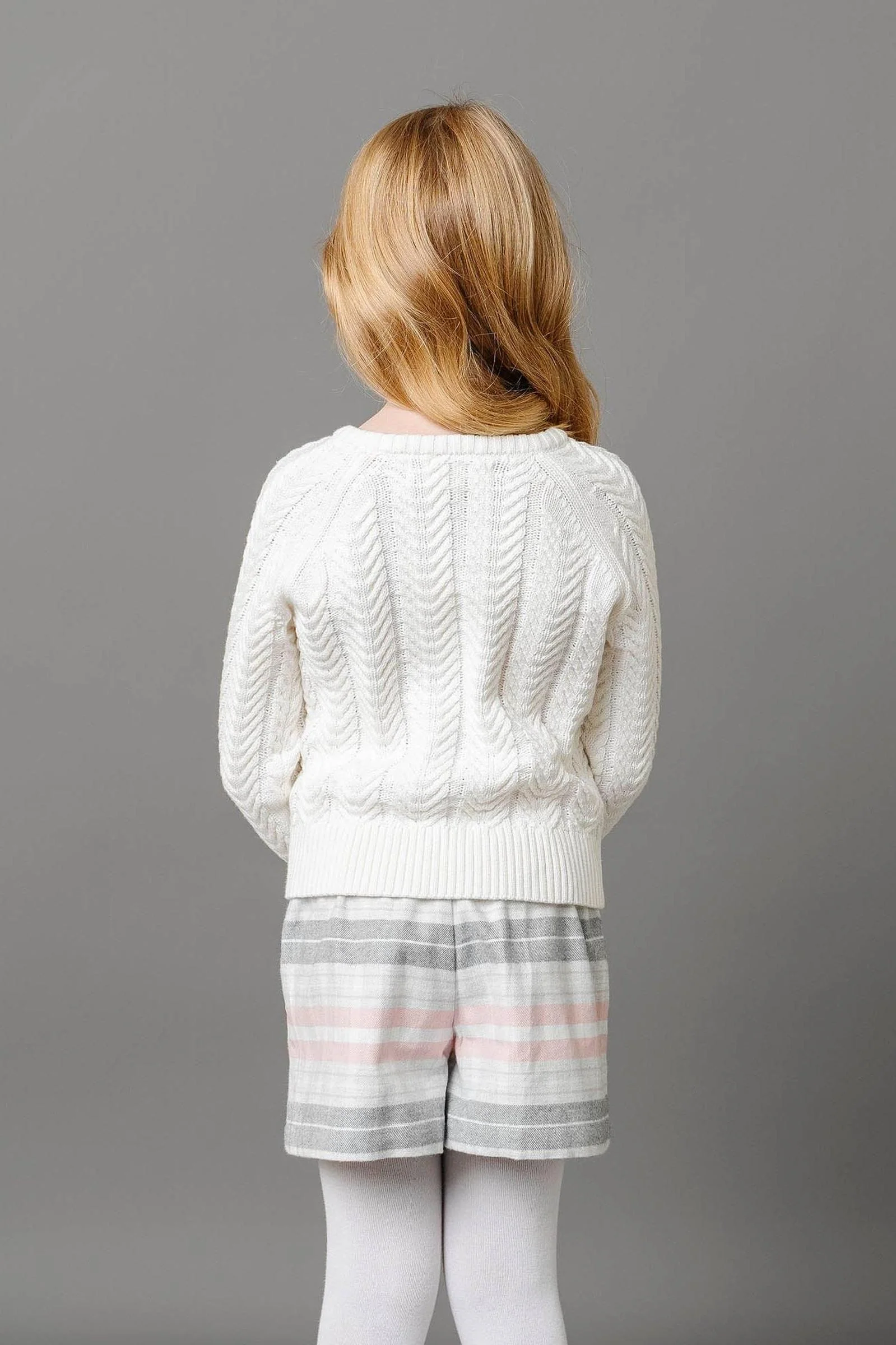 Hope & Henry Pleated Organic Cotton Flannel Short for Girls, Plaid, Sizes 2T-12 - Image 3