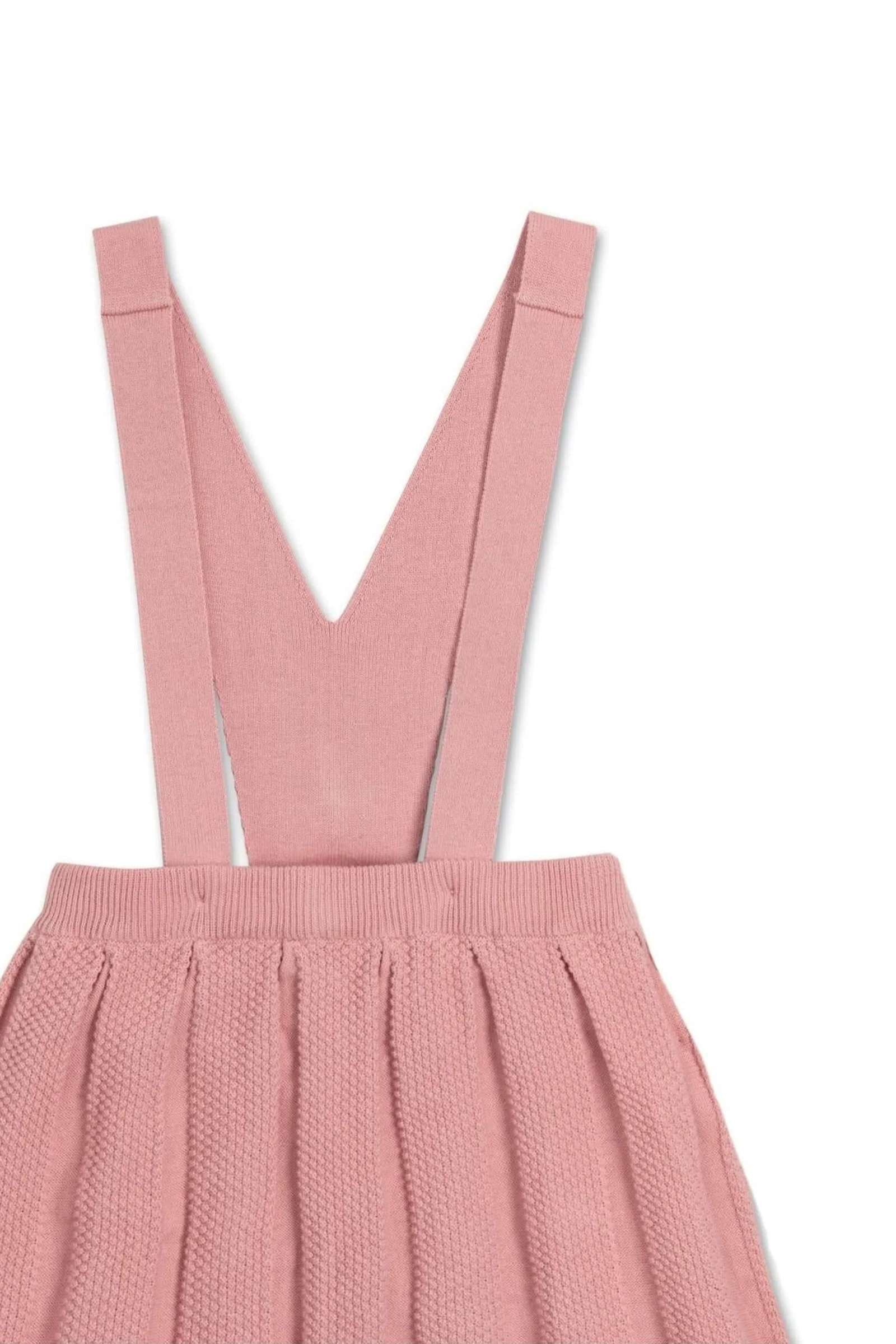 Hope & Henry Girls Organic Cotton Overall Skirt, Pleated Knit Pinafore, Rose, Toddler & Kids - Image 3