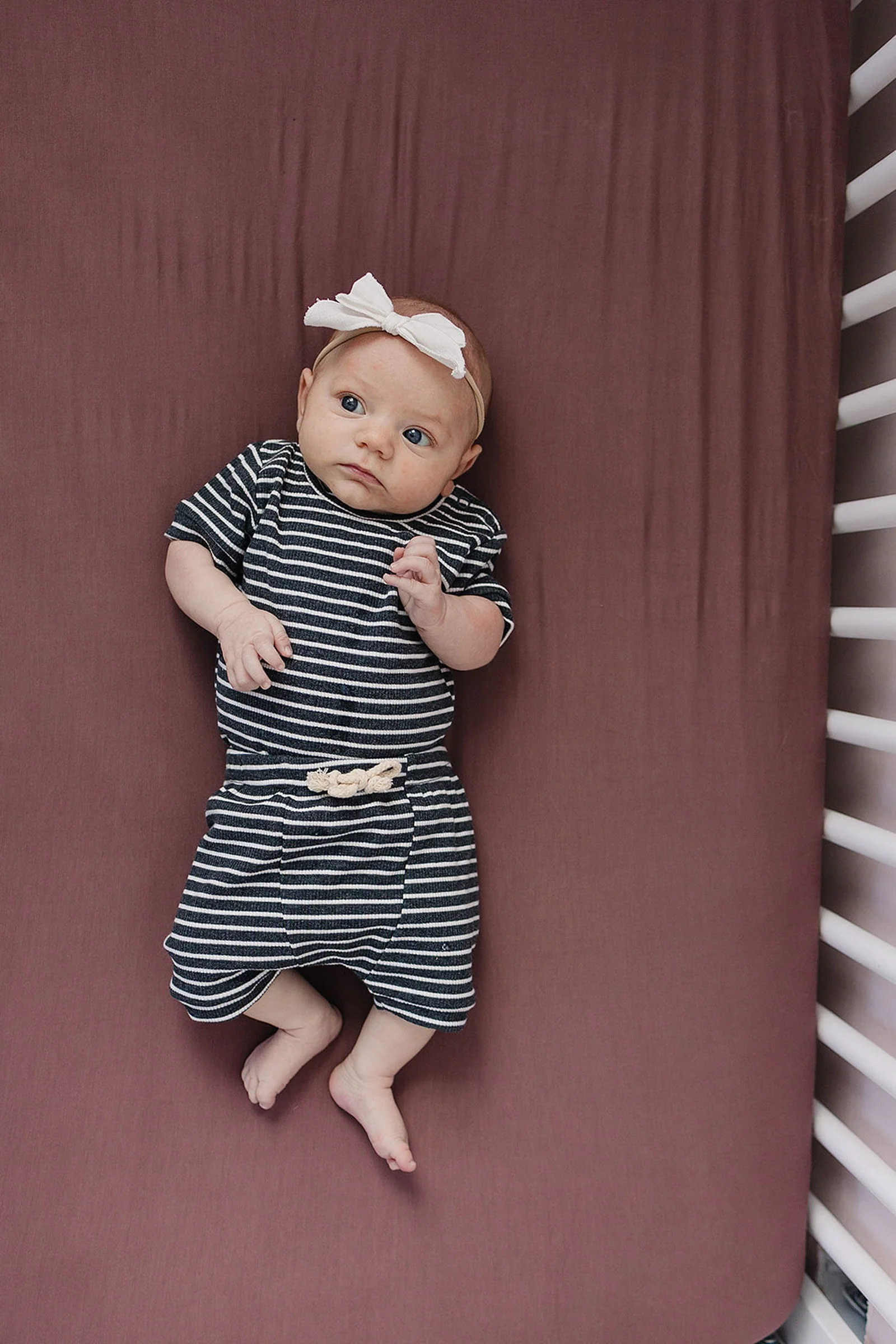 Mebie Baby Plum Stretch Crib Sheet, Bamboo, Baby Essentials - Image 3