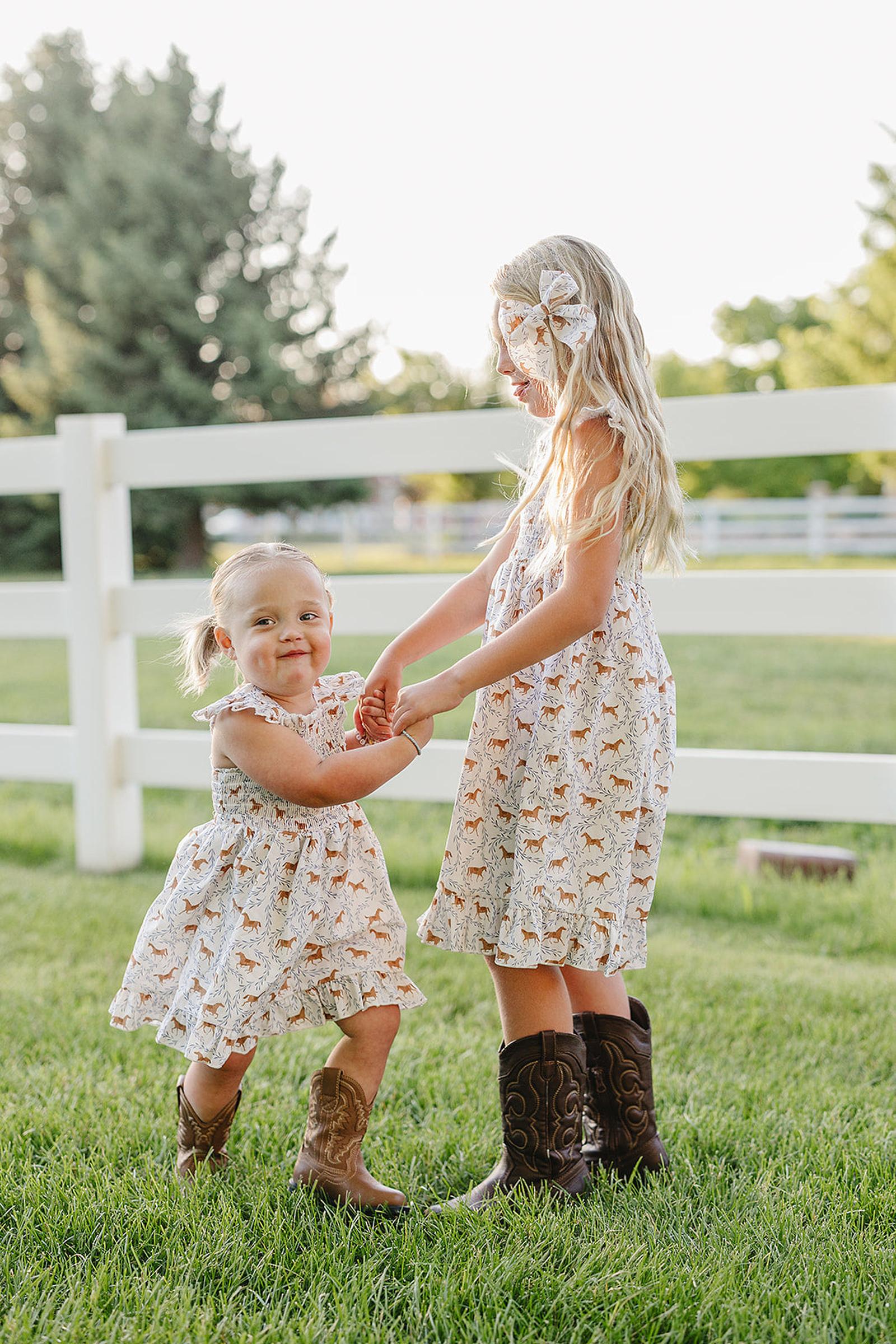 Western Pony Print Smocked Dress for Baby & Kids - Image 7