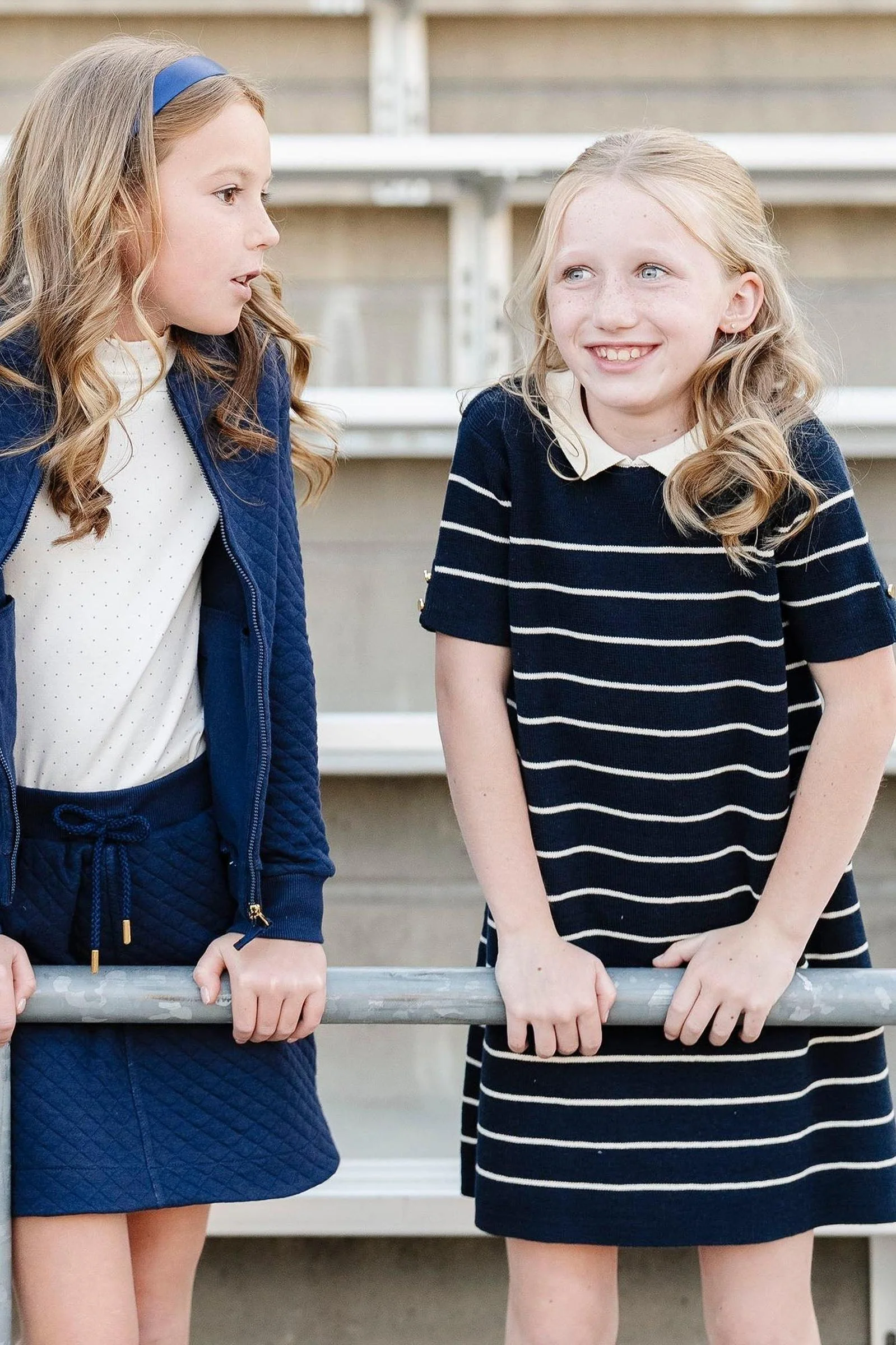 Hope & Henry Organic Cotton Quilted Bomber Jacket for Girls, Navy, Toddler & Kids - Image 5