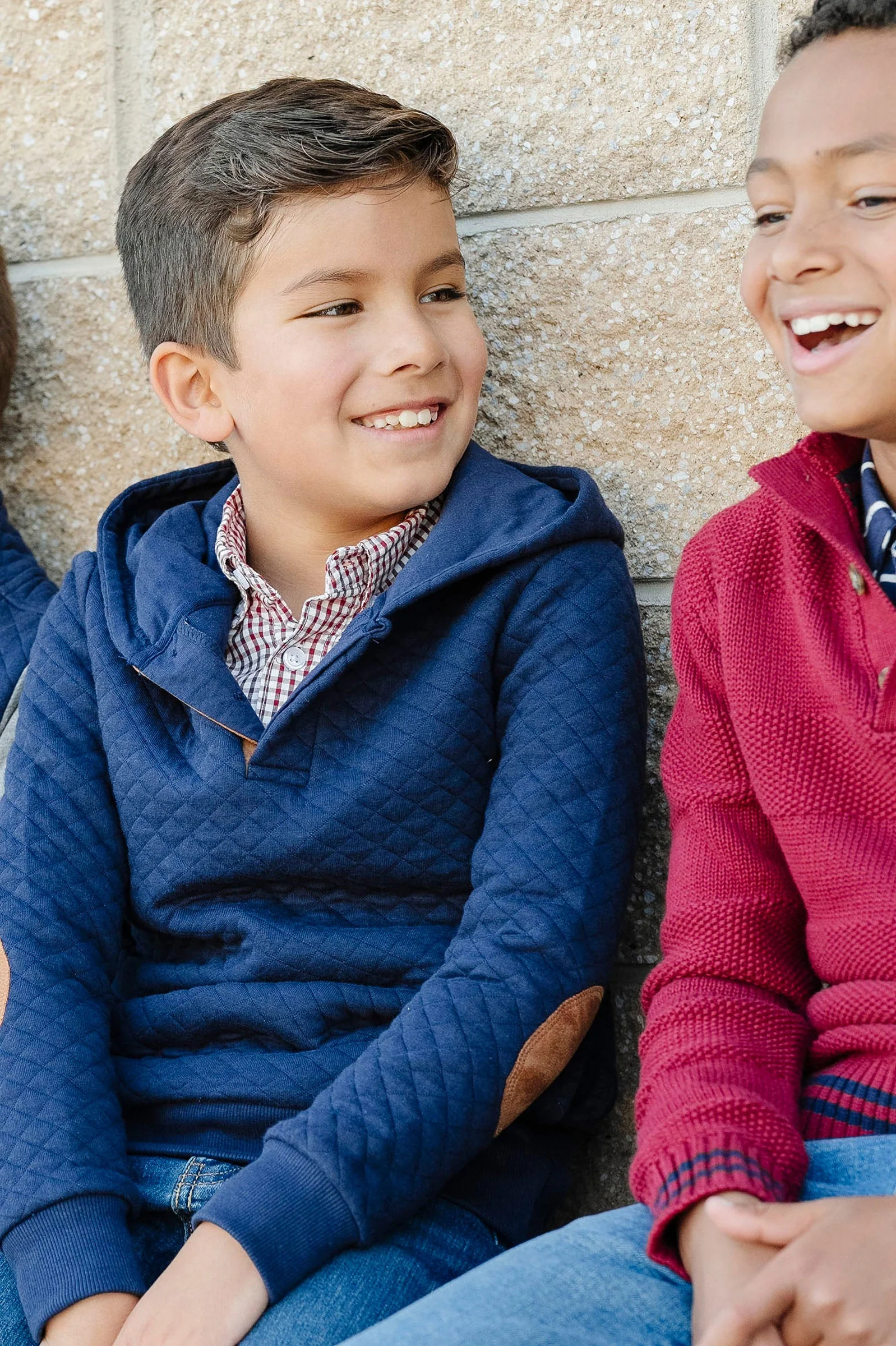 Hope & Henry Organic Cotton Quilted Hooded Sweatshirt for Boys, Navy, Sizes 2-16