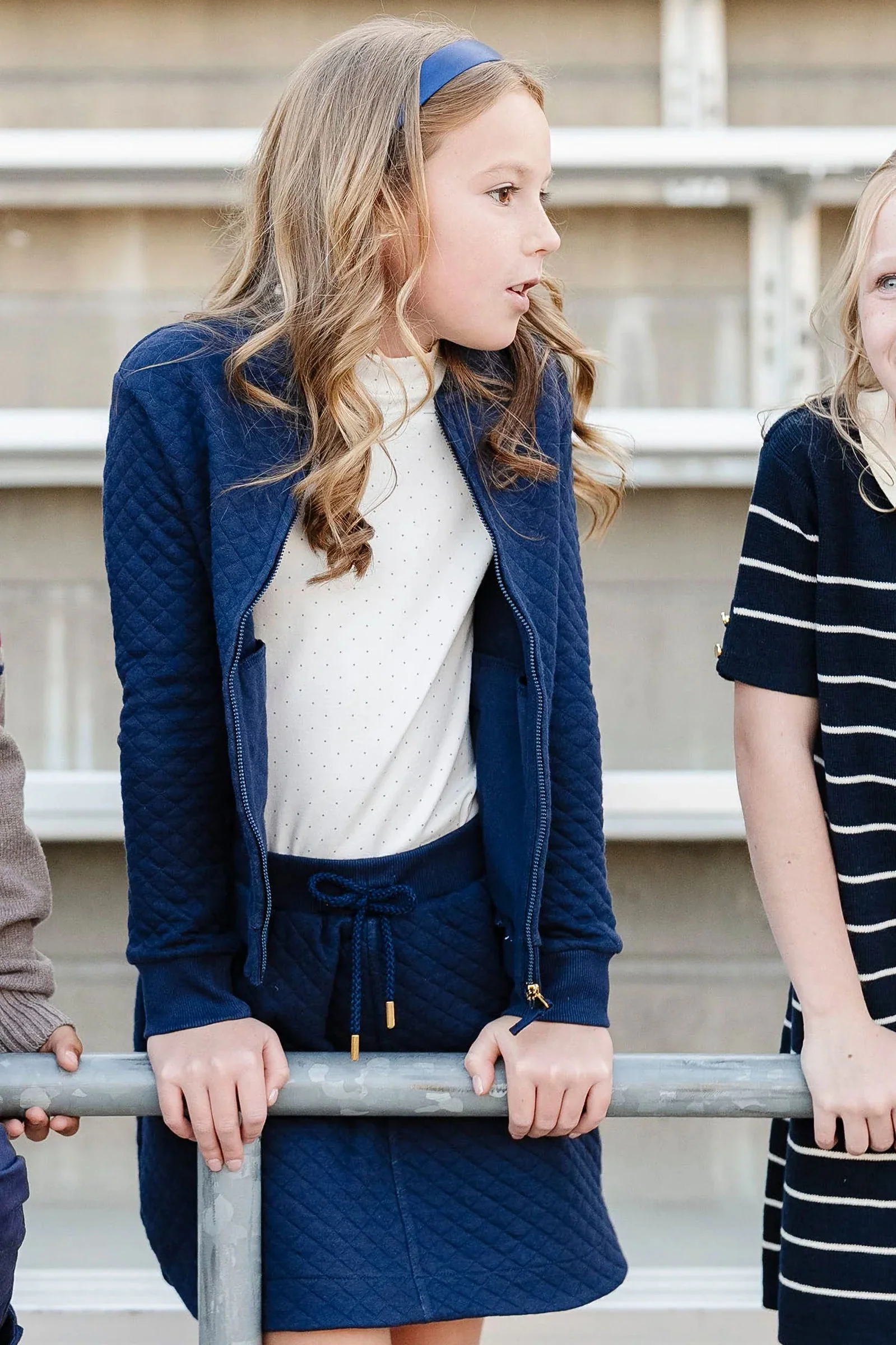 Hope & Henry Organic Cotton Quilted Pull-On Skirt Shorts for Girls, Navy, Toddler & Kids