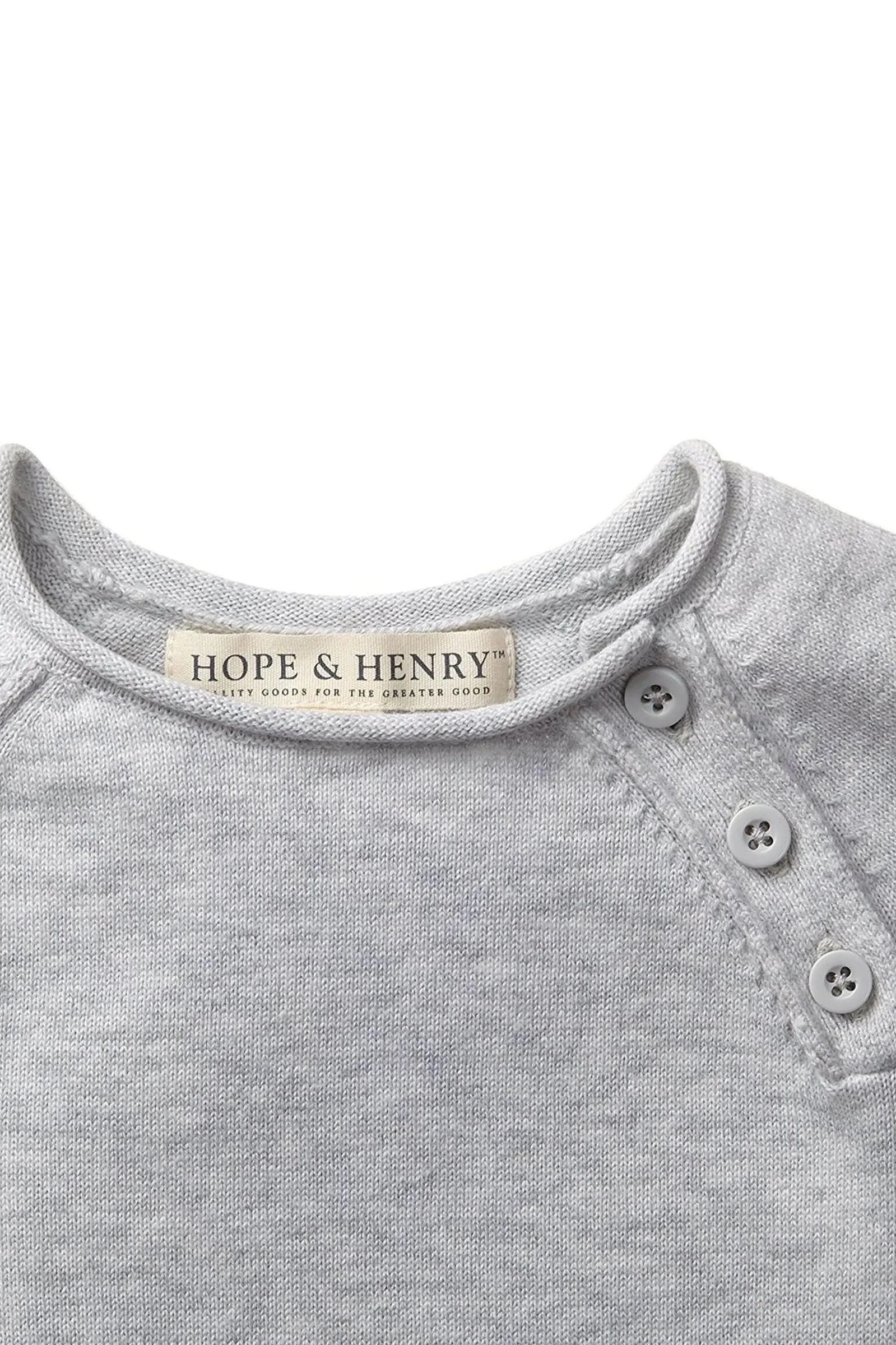 Hope & Henry Organic Cotton Raglan Knit Romper Gender Neutral, Gray, Baby - Image 3
