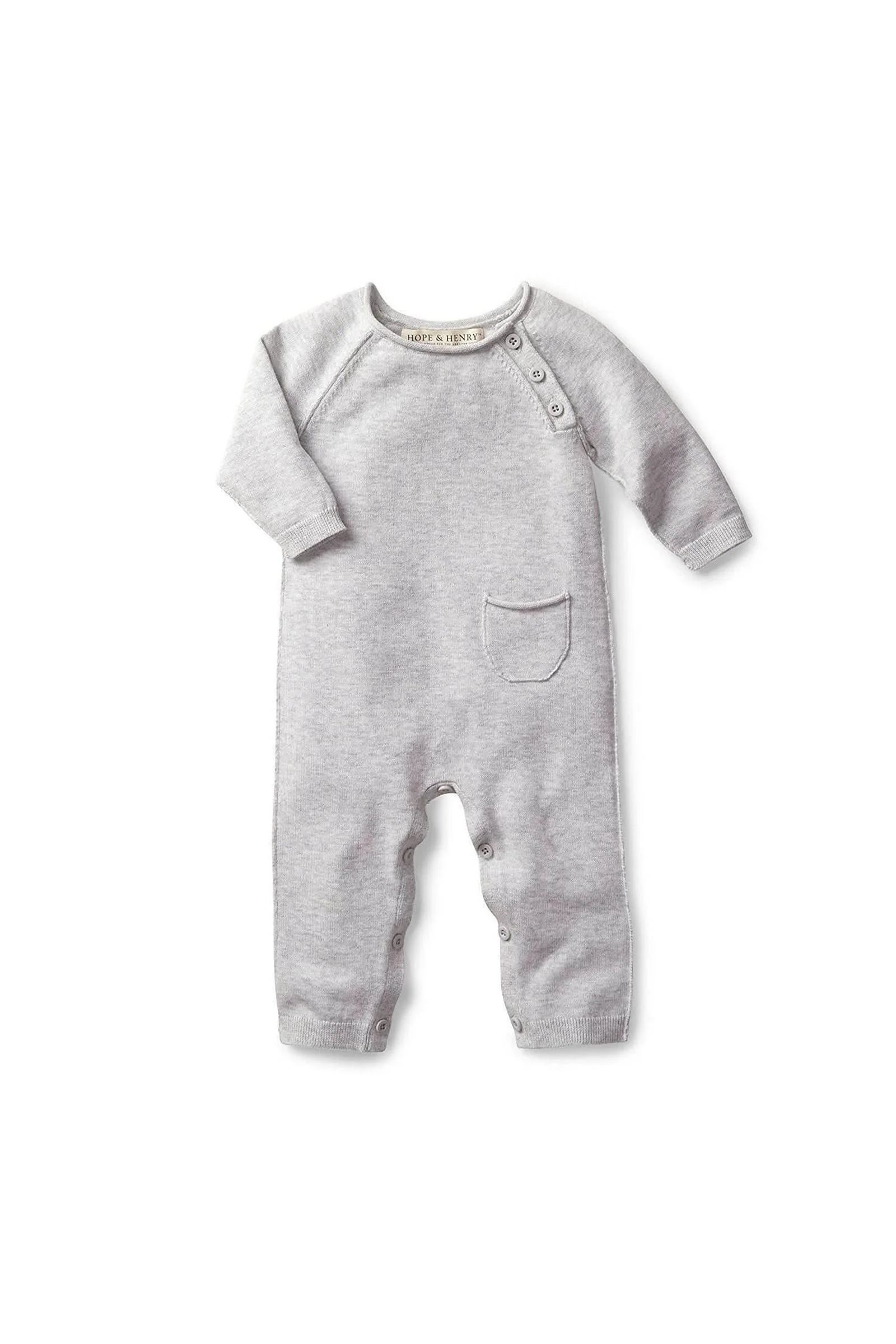 Hope & Henry Organic Cotton Raglan Sweater Romper & Jacquard Blanket Gift Set for Babies, Gray - Image 4