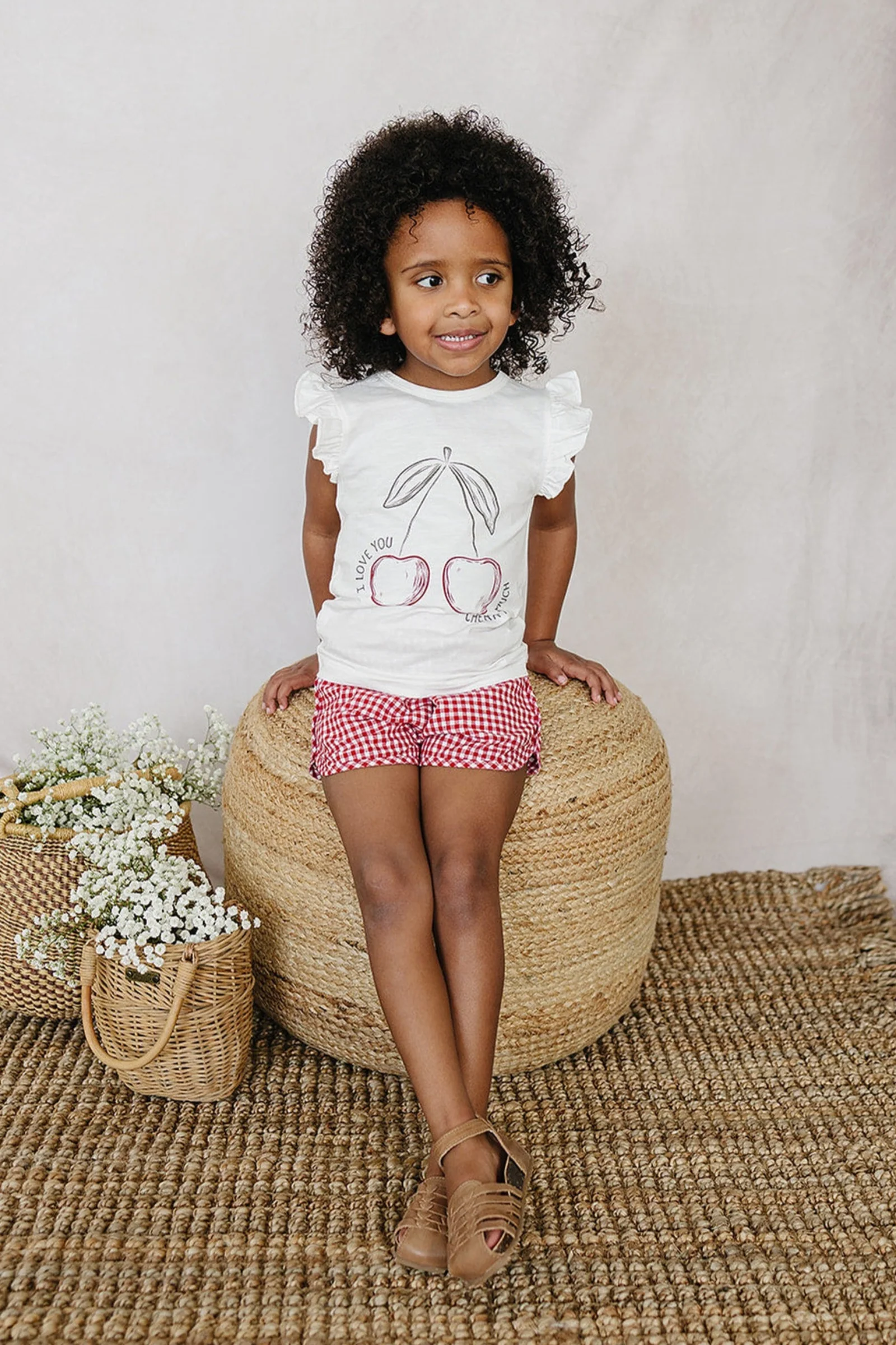 Mebie Baby Cotton Red Gingham Shorts for Girls, Baby - Kids