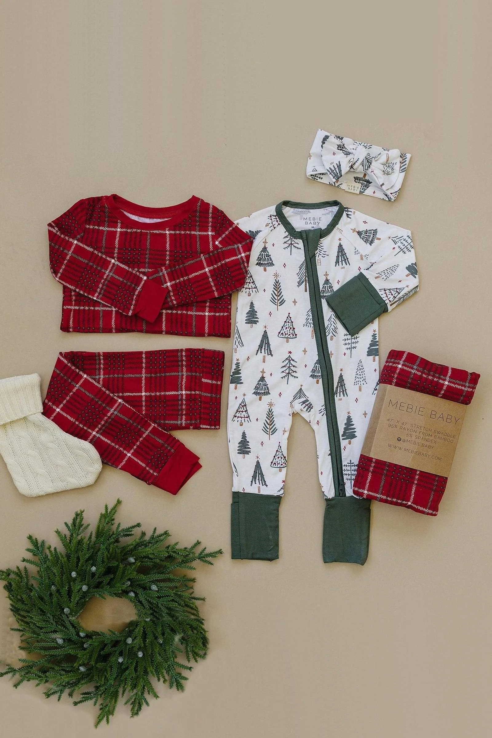 Mebie Baby Red Plaid Cozy Pajama Set, Gender Neutral, Bamboo, Gender Neutral, Baby, Toddler & Kids - Image 5
