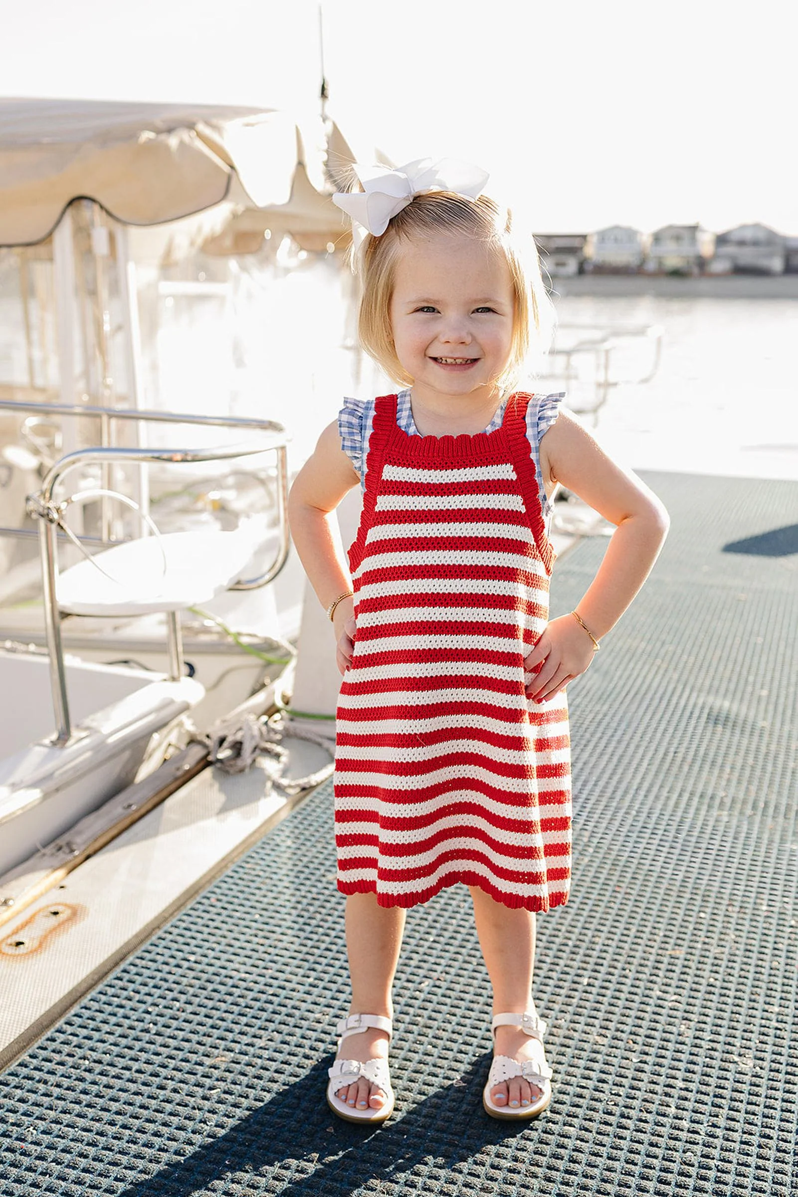 Mebie Baby Red Stripe Knit Cover-Up Dress, Cotton, Baby - Kids