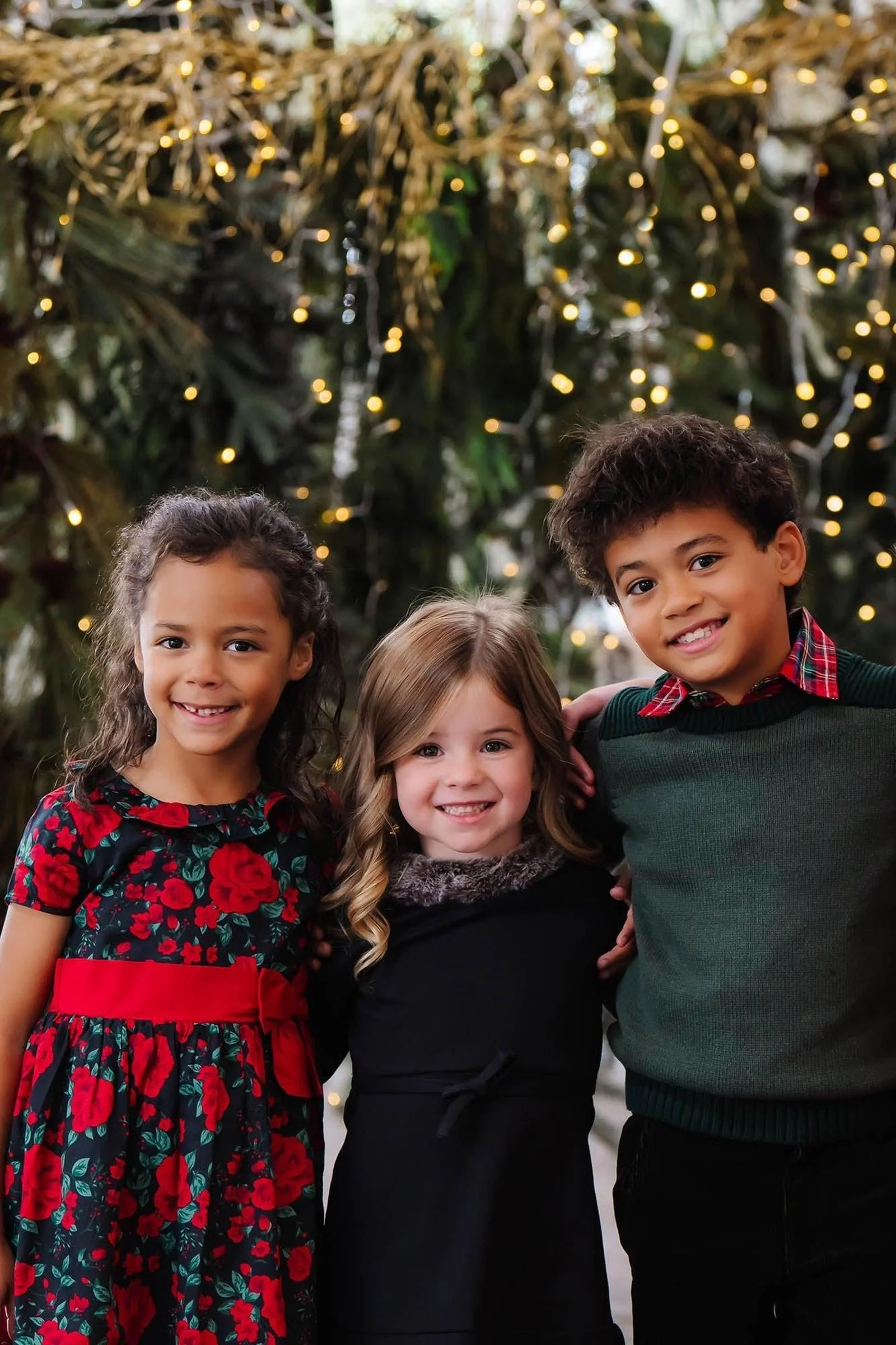Hope & Henry Organic Cotton Ruffle Collar Floral Party Dress for Girls, Black & Red, Toddler & Kids - Image 7
