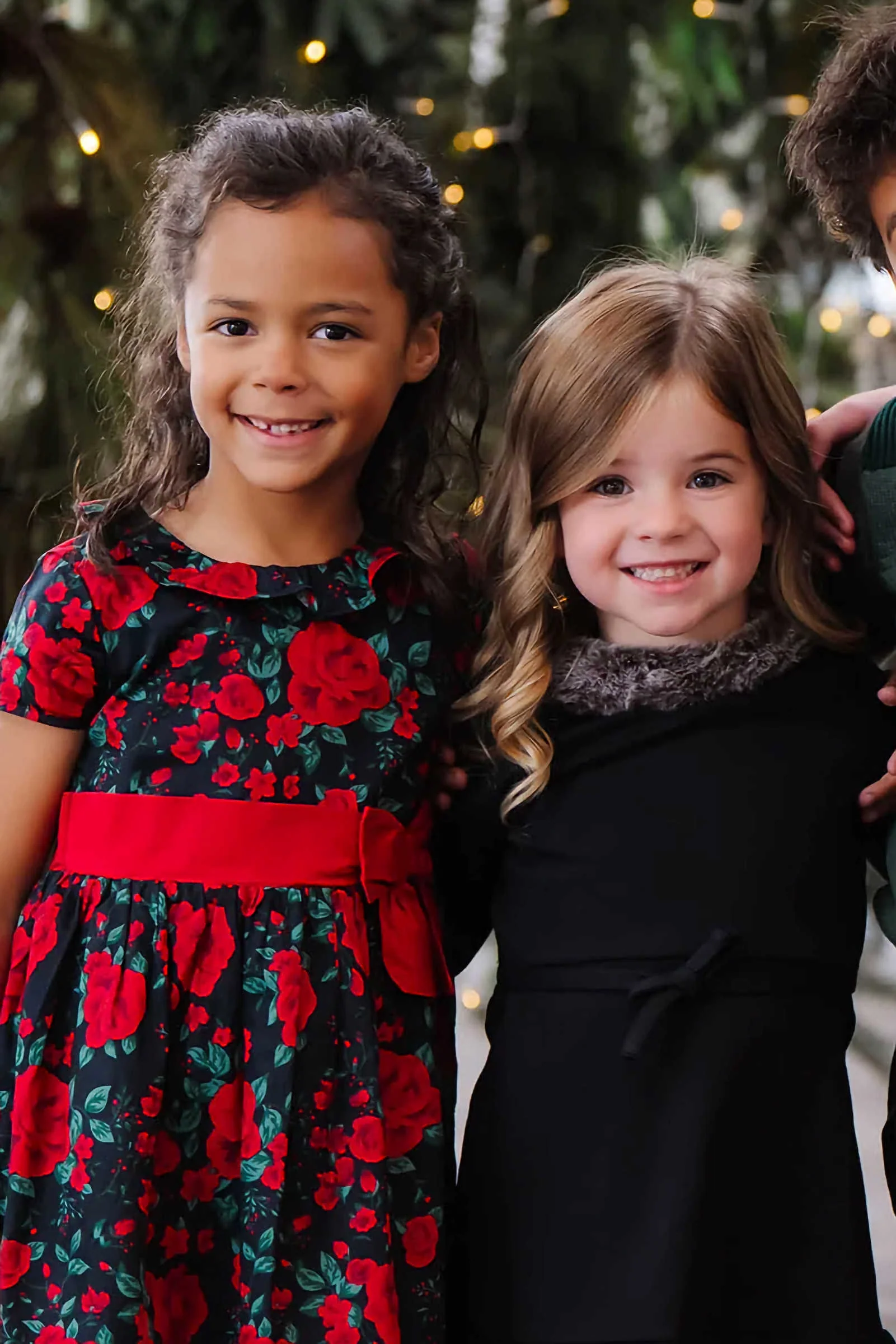 Hope & Henry Organic Cotton Ruffle Collar Party Dress for Baby Girls, Black & Red - Image 4