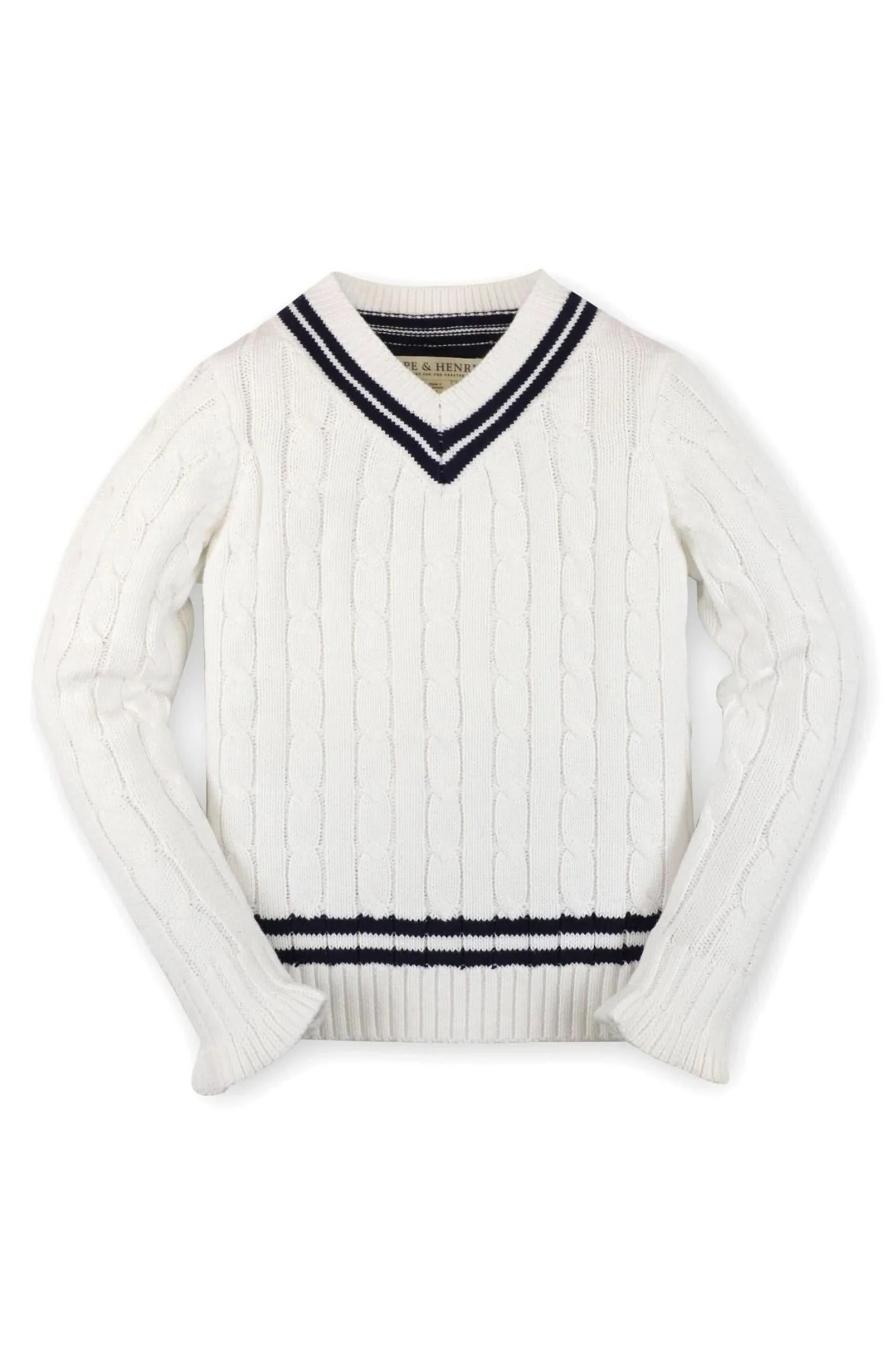 Hope & Henry  Organic Cotton Ruffle Cuff Cricket Sweater for Baby Girls, White - Image 2