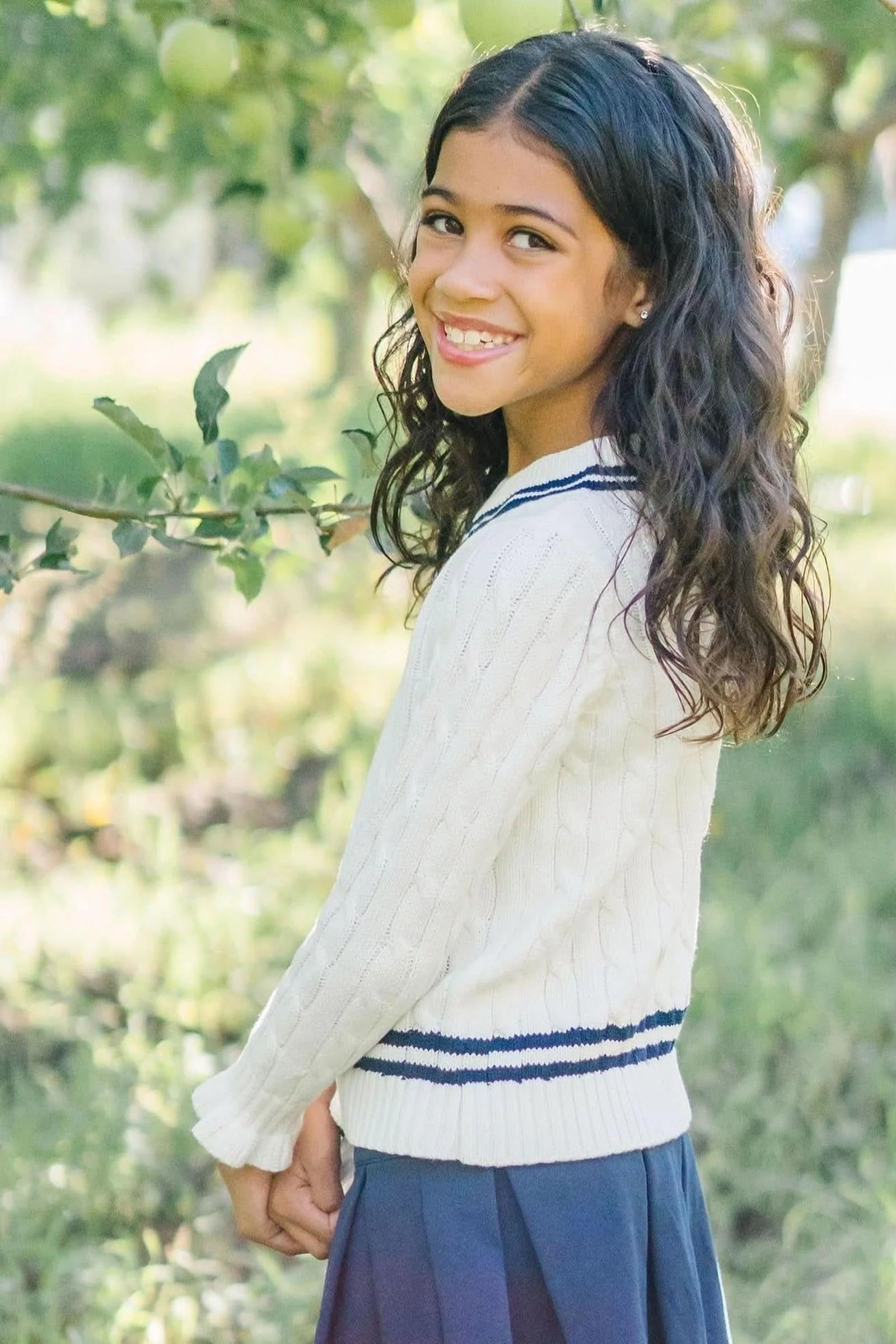 Hope & Henry  Organic Cotton Ruffle Cuff Cricket Sweater for Baby Girls, White - Image 4