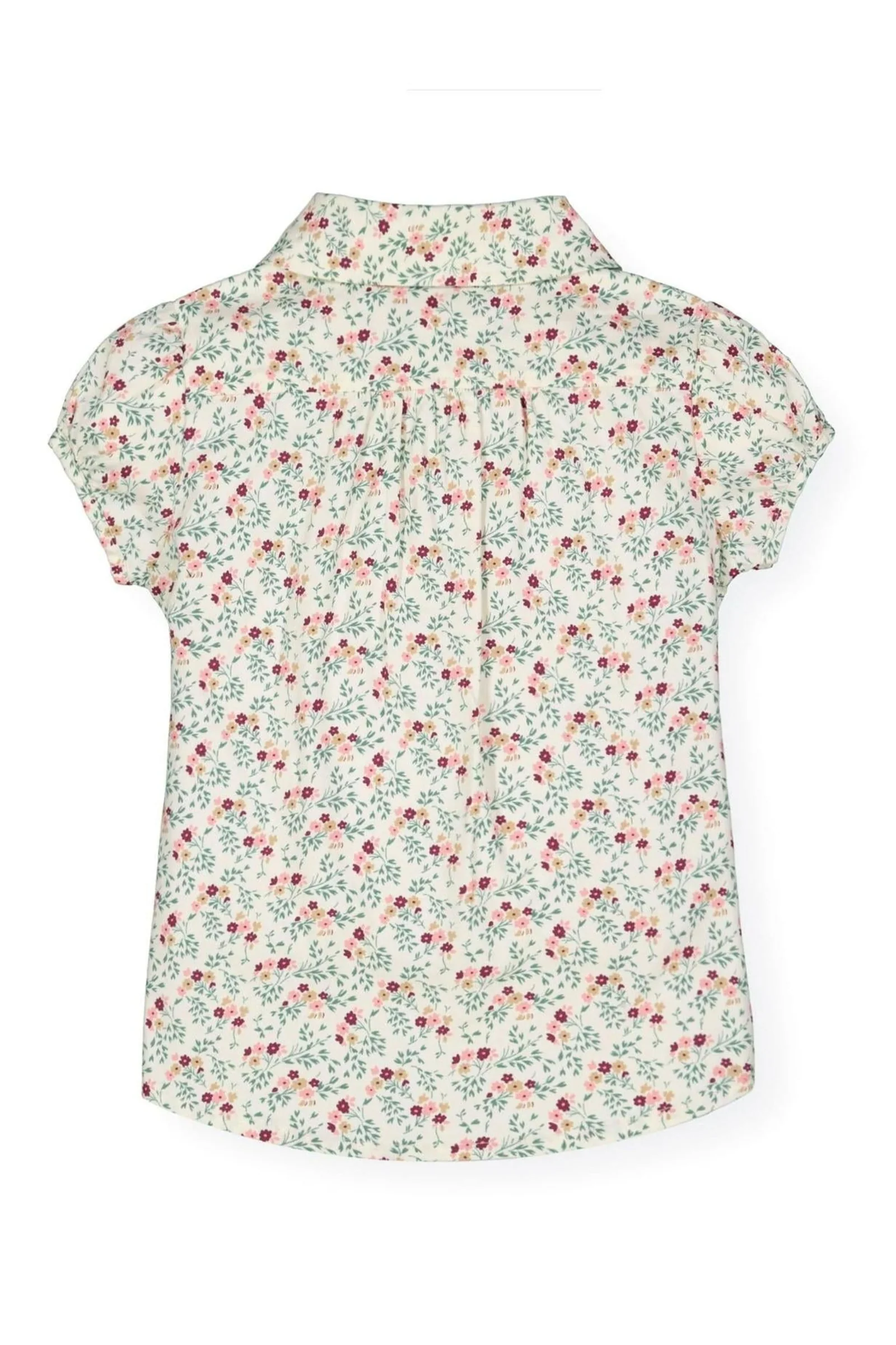 Hope & Henry Organic Cotton Ruffle Front Shirt with Puff Sleeves for Baby Girls, Ivory Fall Floral - Image 4