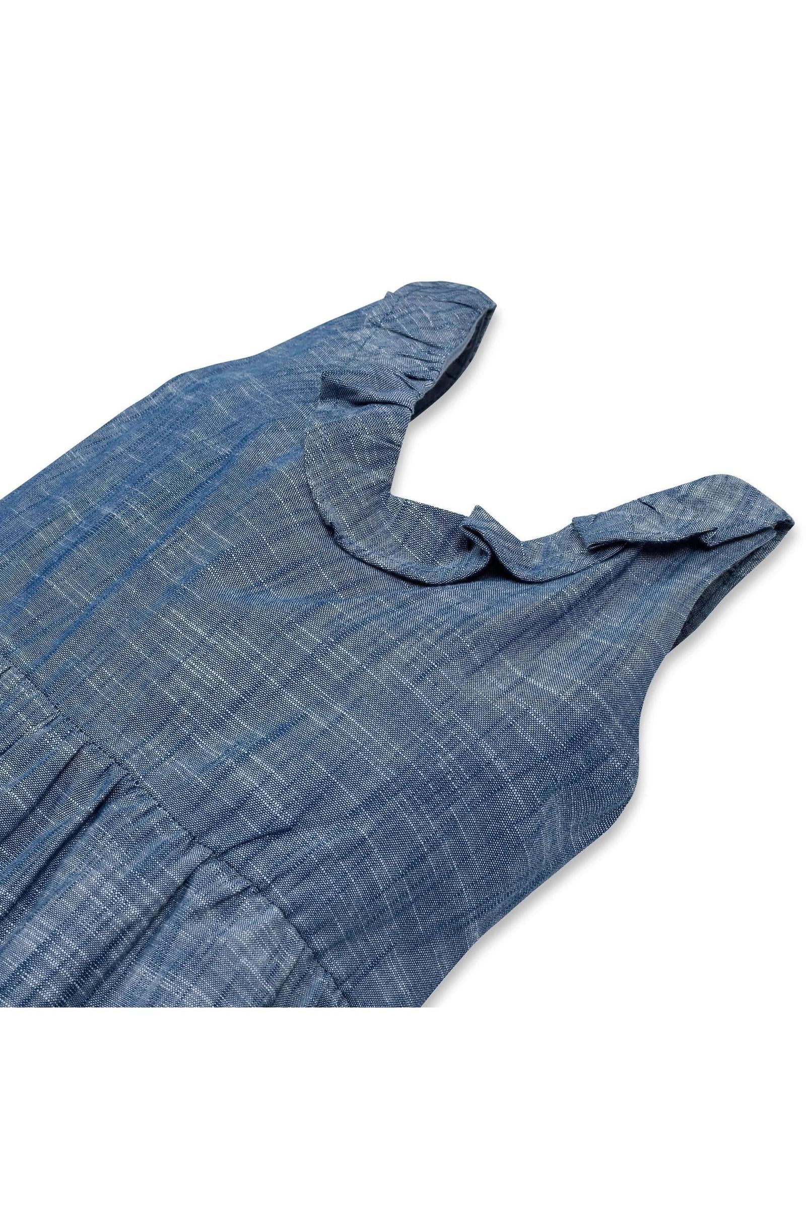 Hope & Henry Girl Ruffle Neck Organic Cotton Jumpsuit, Chambray, Toddler & Kids - Image 6