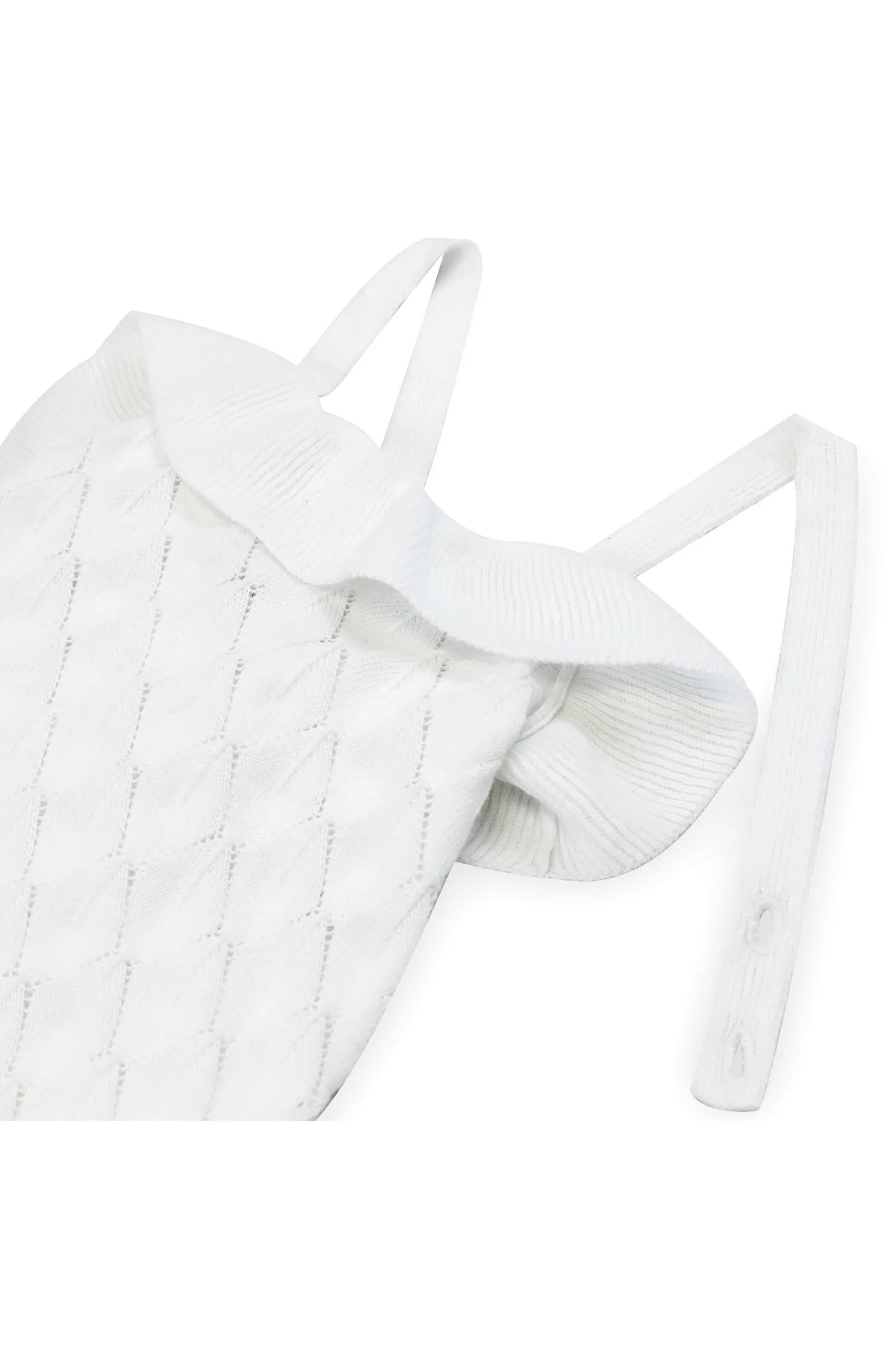 Hope & Henry  Organic Cotton Ruffle Sweater Romper for Baby Girls, White - Image 3