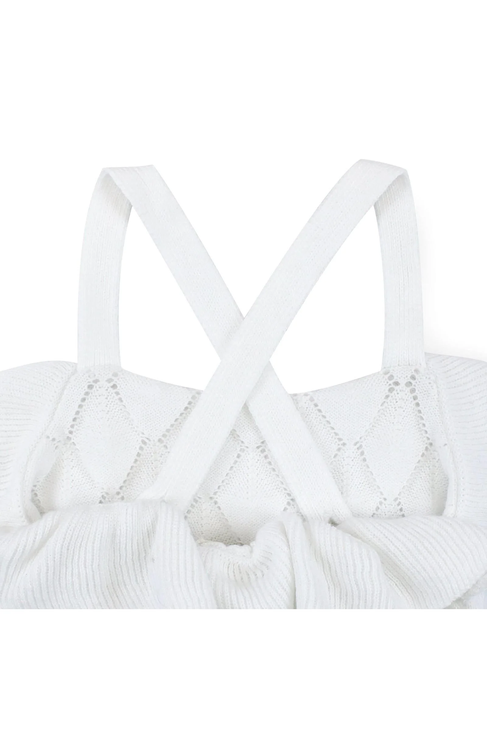 Hope & Henry  Organic Cotton Ruffle Sweater Romper for Baby Girls, White - Image 4