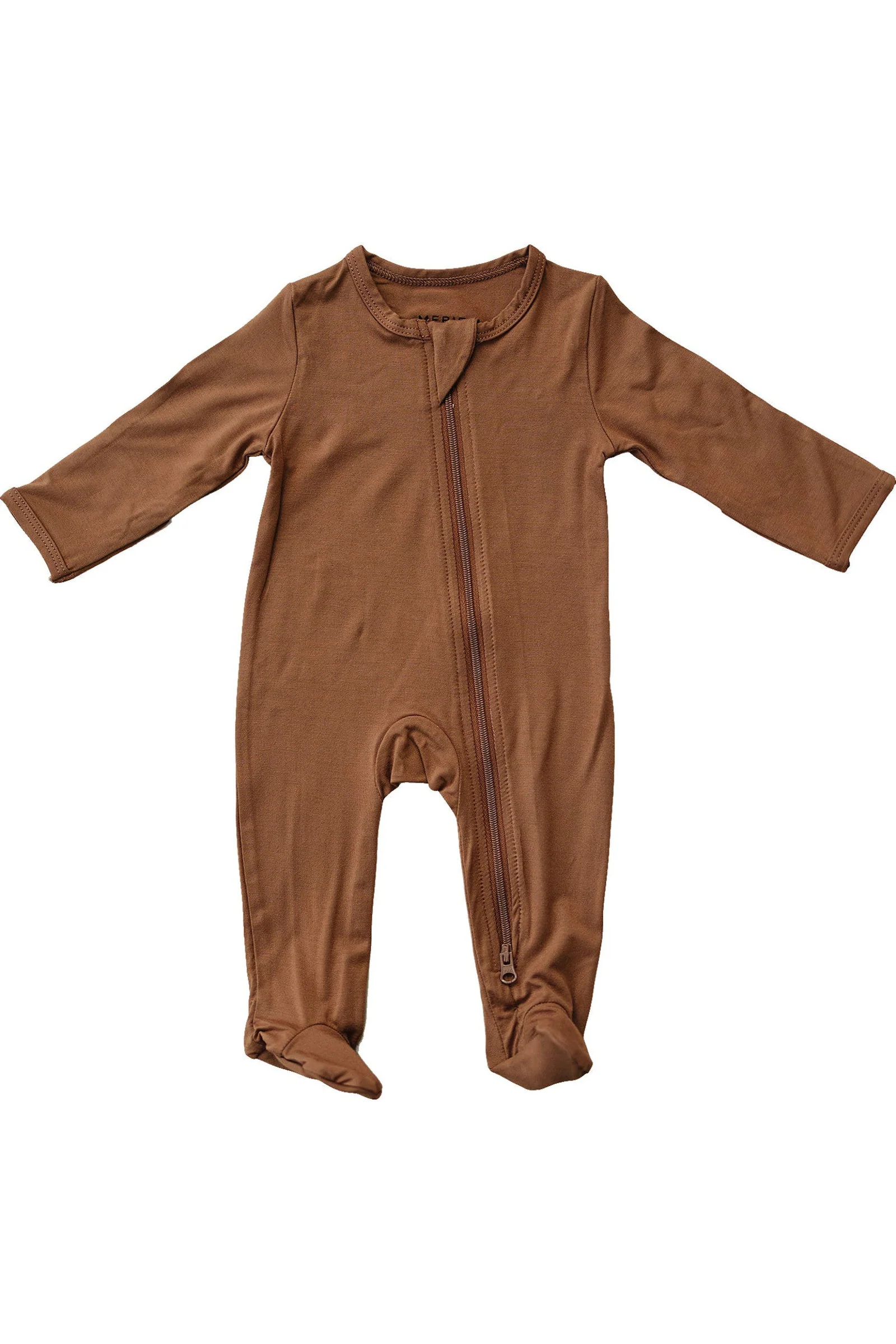 Mebie Baby Rust Footed Zipper Pajama, Bamboo, Baby Essentials - Image 2