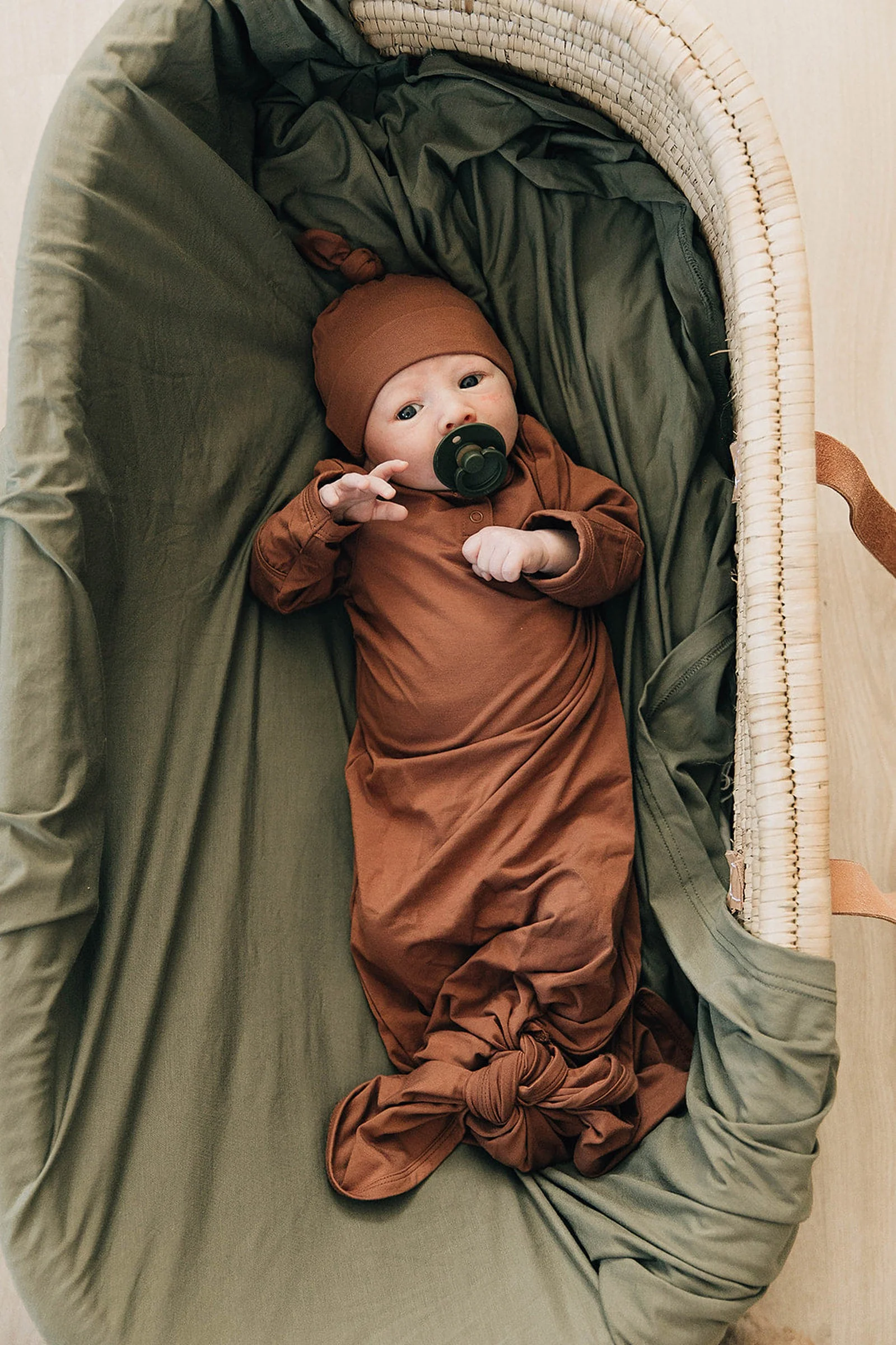 Mebie Baby Rust Knot Gown, Bamboo, Baby Essentials - Image 3
