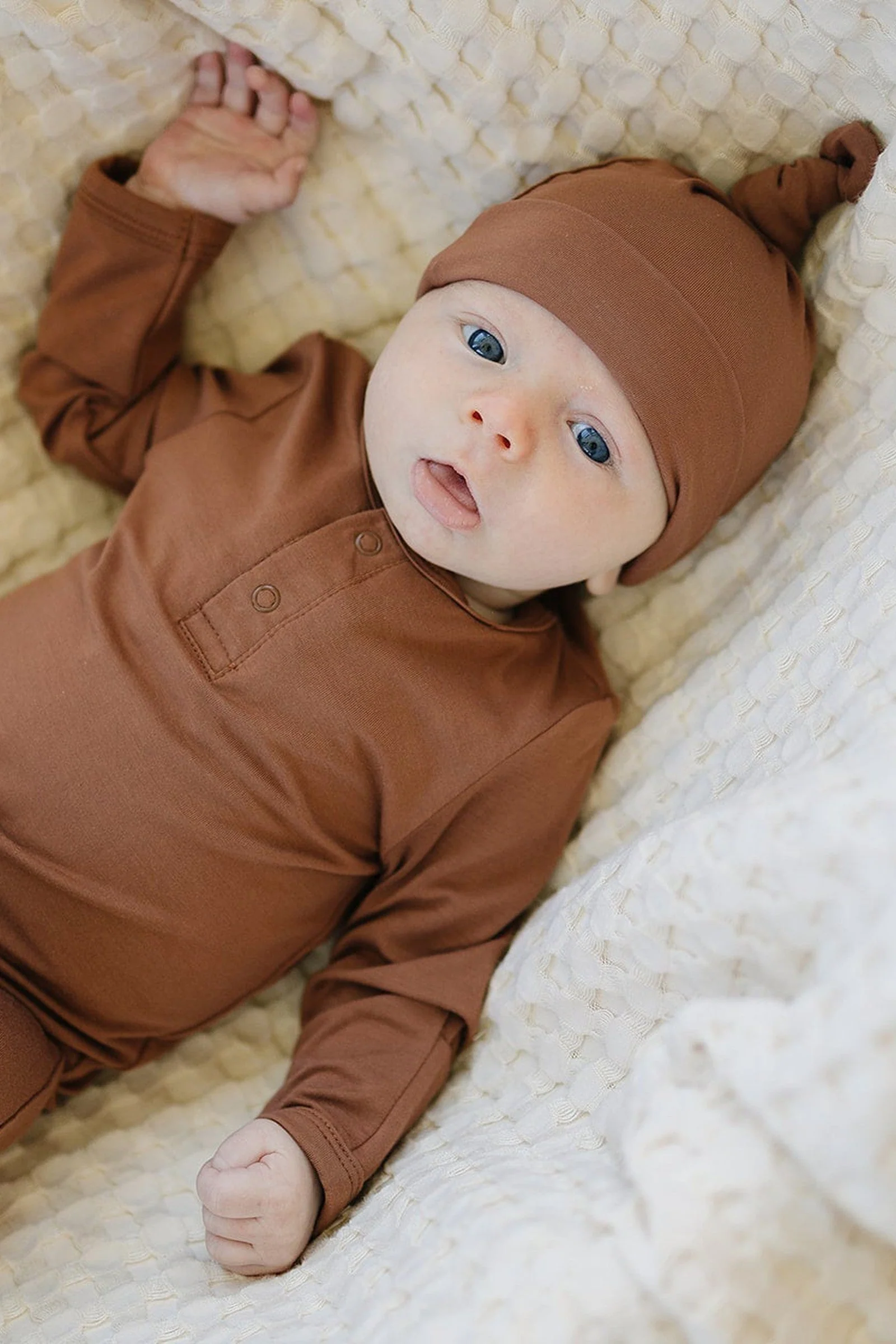 Mebie Baby Rust Newborn Knot Hat, Bamboo, Newborn, Baby Essentials