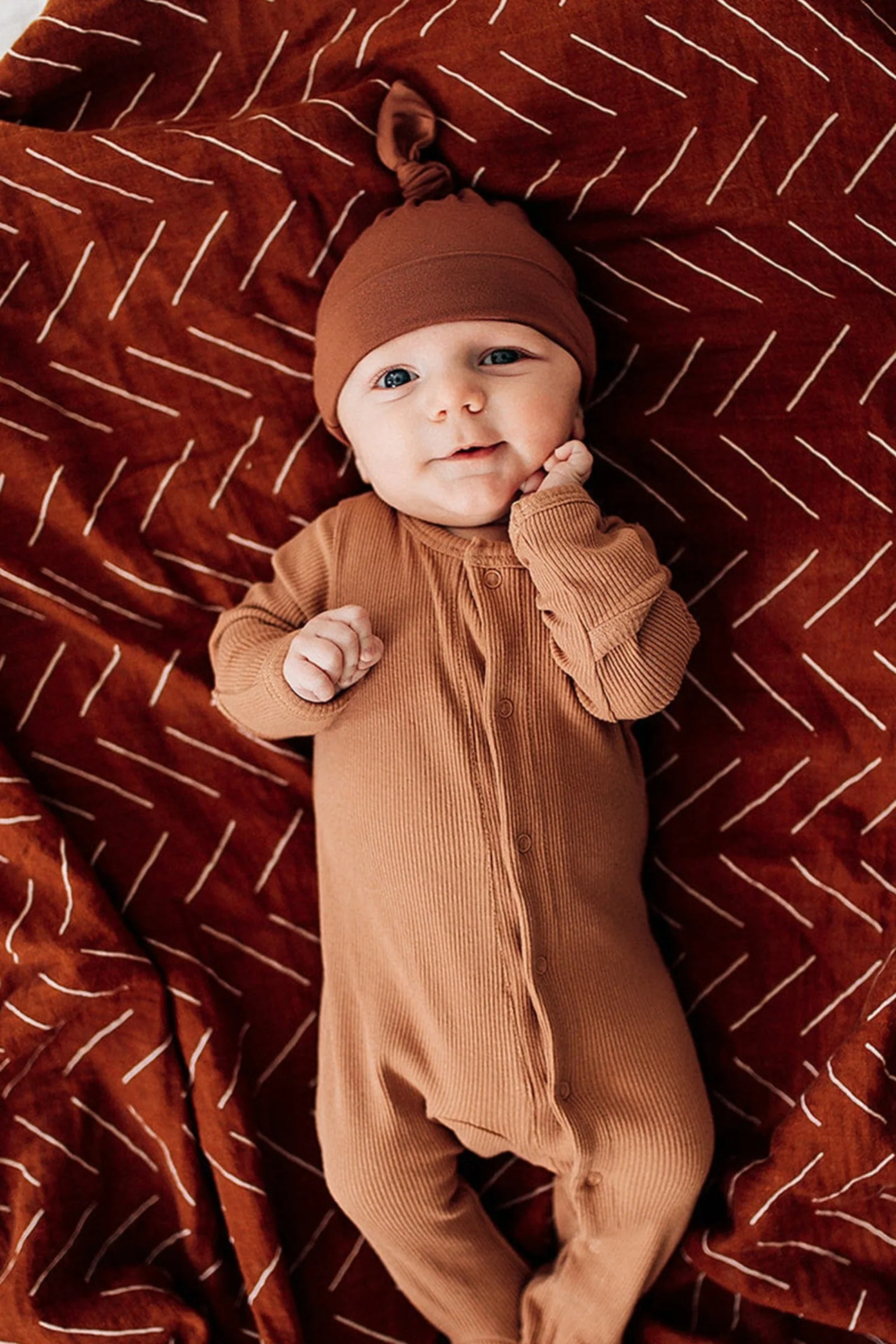 Mebie Baby Rust Newborn Knot Hat, Bamboo, Newborn, Baby Essentials - Image 3