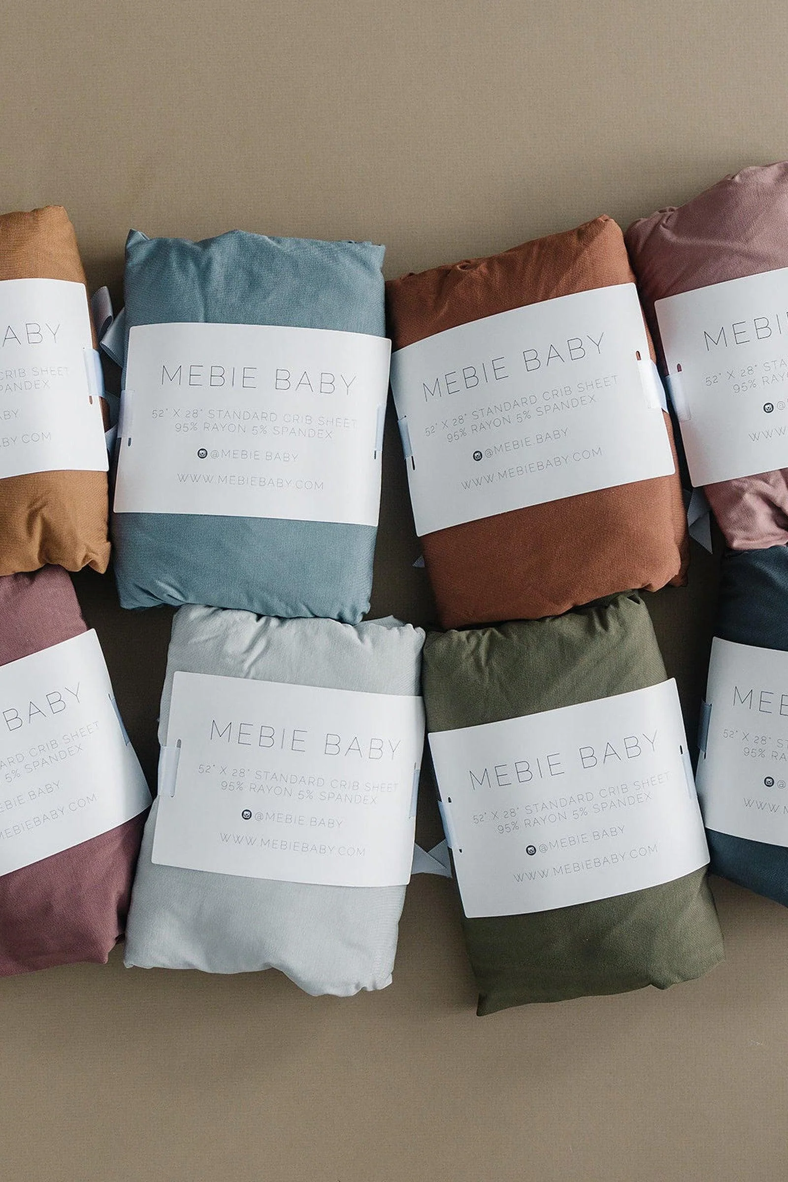 Mebie Baby Rust Stretch Crib Sheet, Bamboo, Baby Essentials - Image 5