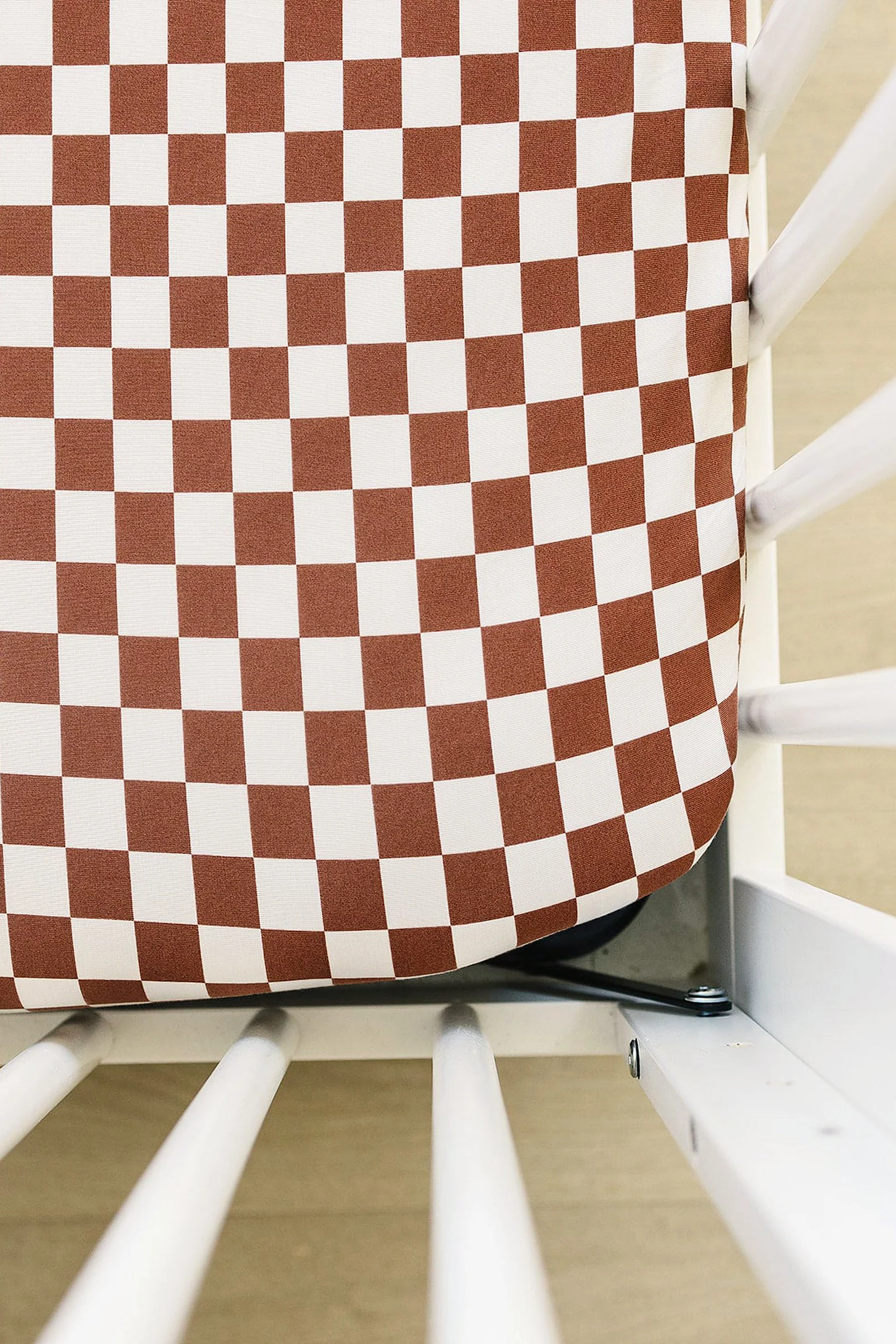 Mebie Baby Rust Checkered Stretch Crib Sheet, Bamboo, Baby Essentials - Image 2