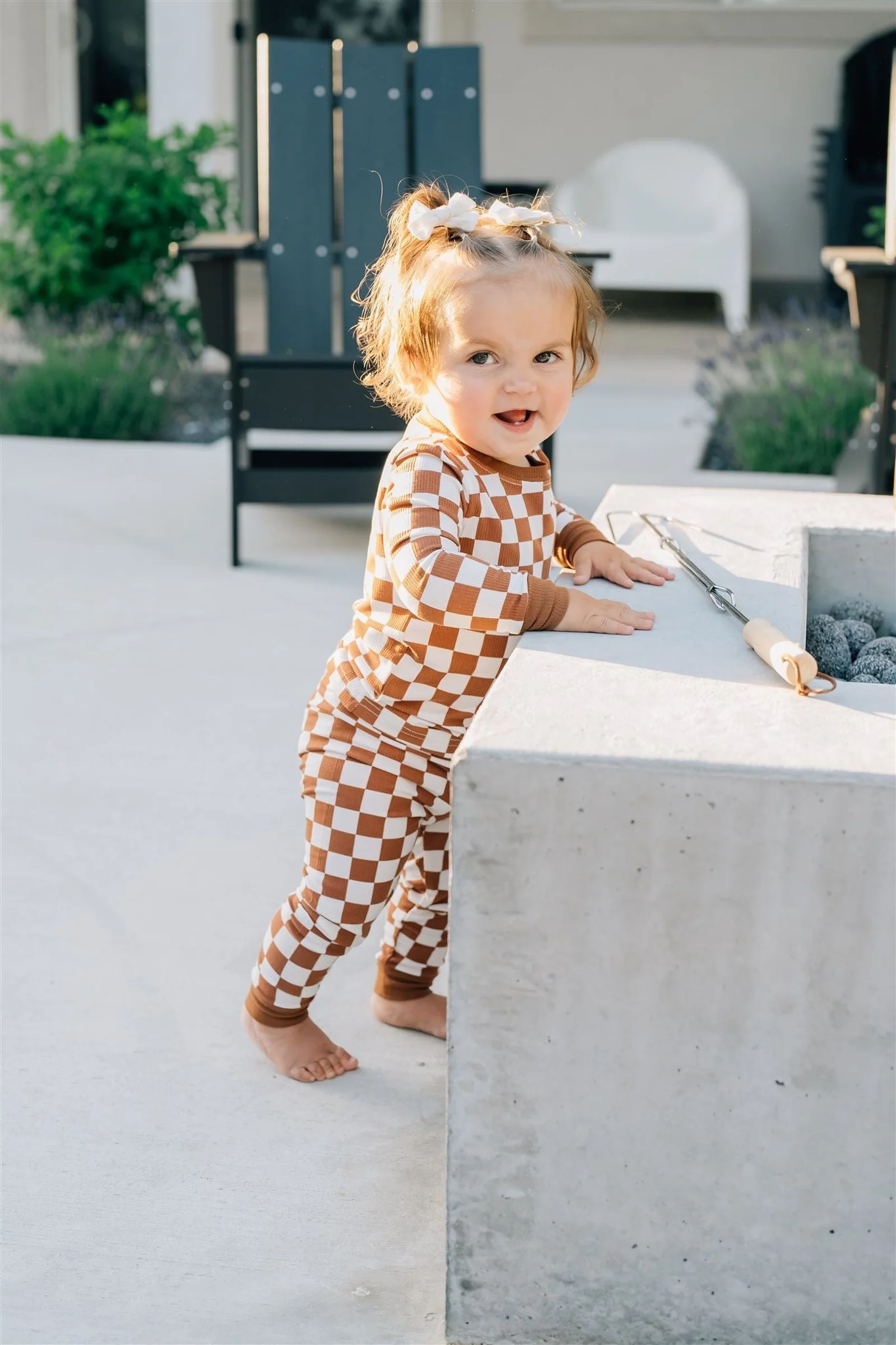 Mebie Baby Rust Checkered Ribbed Cozy Pajama Set, Baby, Toddler & Kids, Bamboo - Image 4