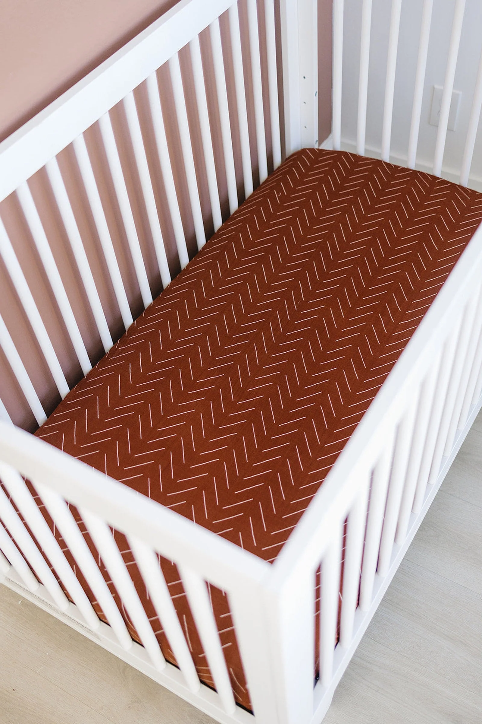 Mebie Baby Rust Mudcloth Muslin Crib Sheet, 100% Cotton, Baby Essentials