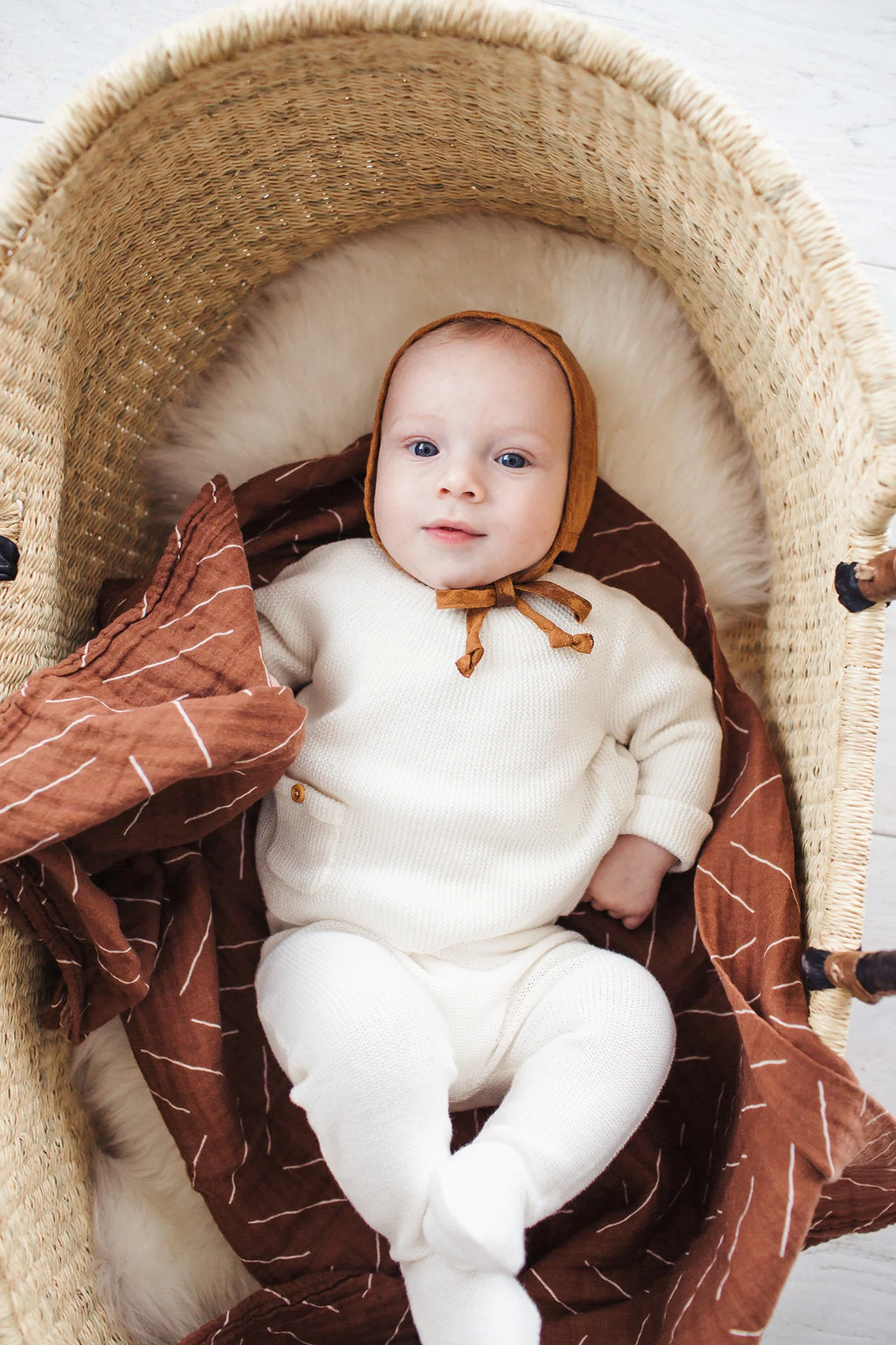 Mebie Baby Rust Mudcloth Muslin Swaddle Blanket, 100% Cotton, Baby Essentials