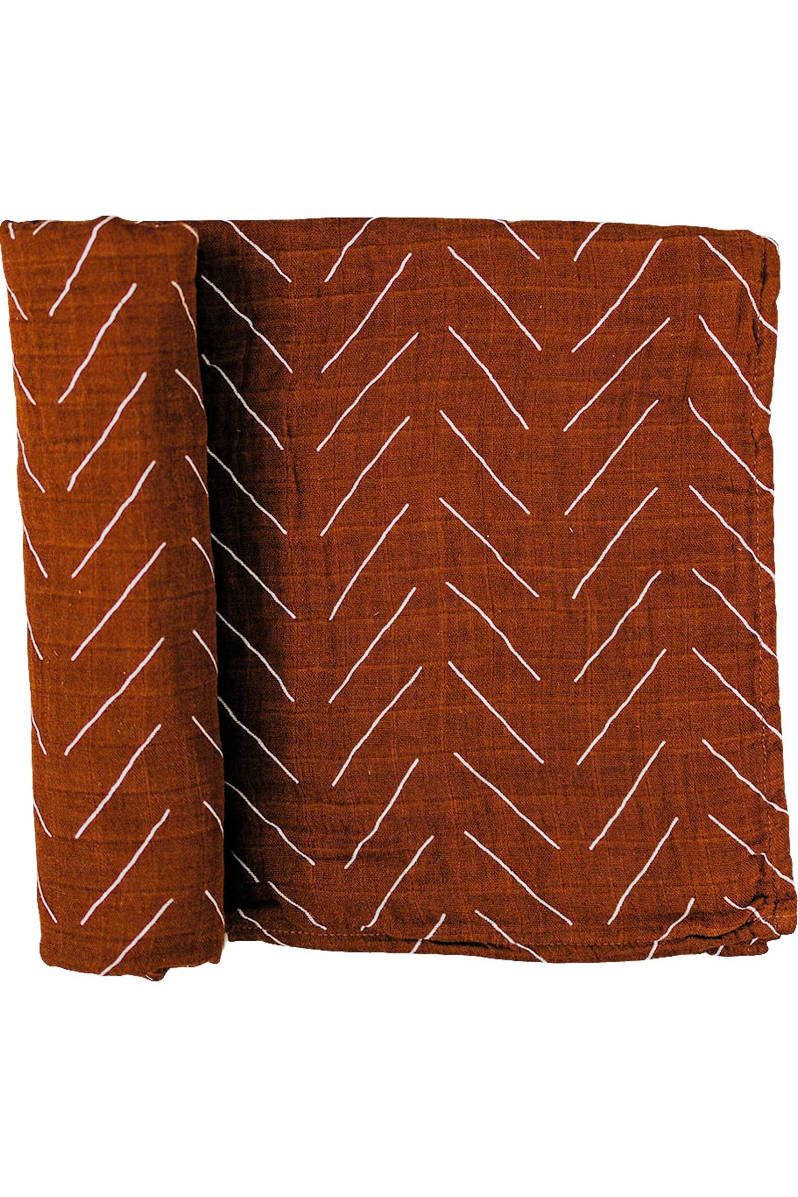 Mebie Baby Rust Mudcloth Muslin Swaddle Blanket, 100% Cotton, Baby Essentials - Image 2