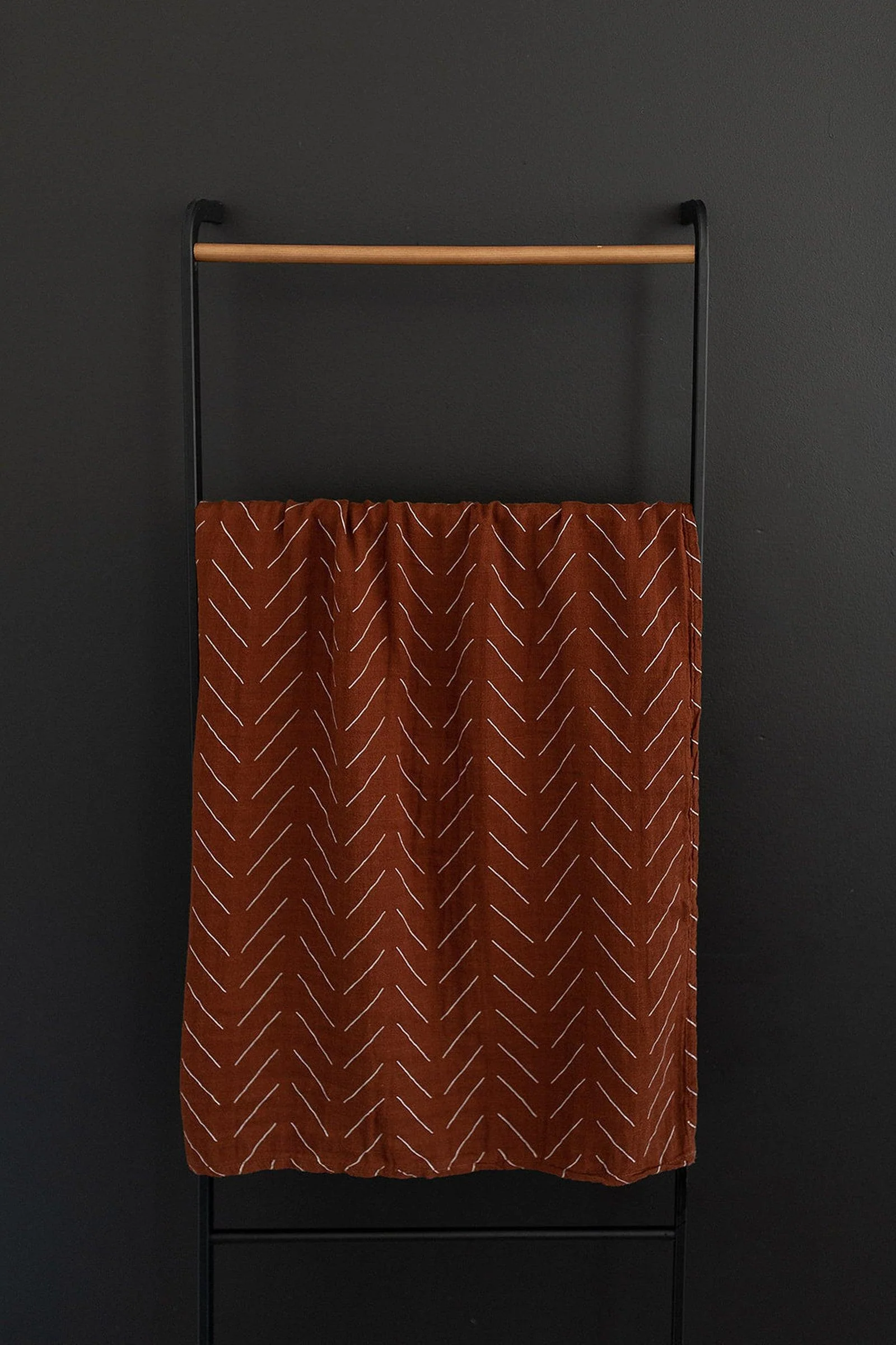 Mebie Baby Rust Mudcloth Muslin Swaddle Blanket, 100% Cotton, Baby Essentials - Image 3