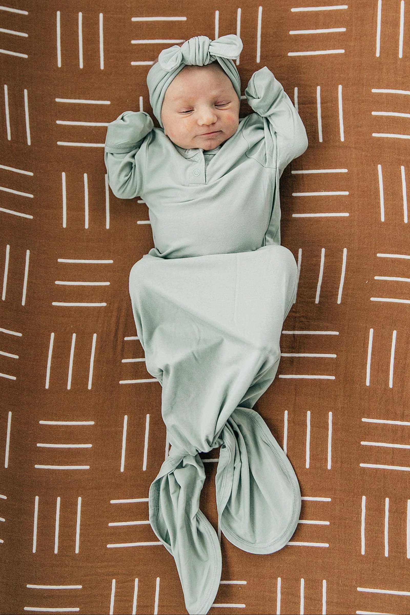 Mebie Baby Sage Knot Gown, Bamboo, Baby Essentials