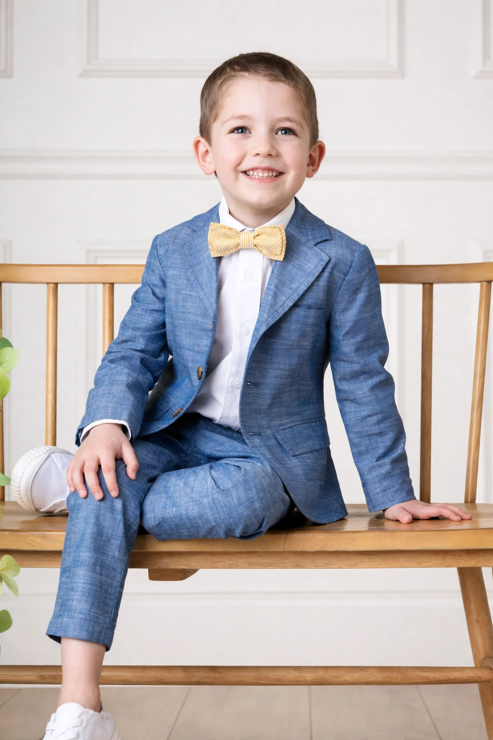 Hope & Henry Organic Cotton Yellow Seersucker Bow Tie