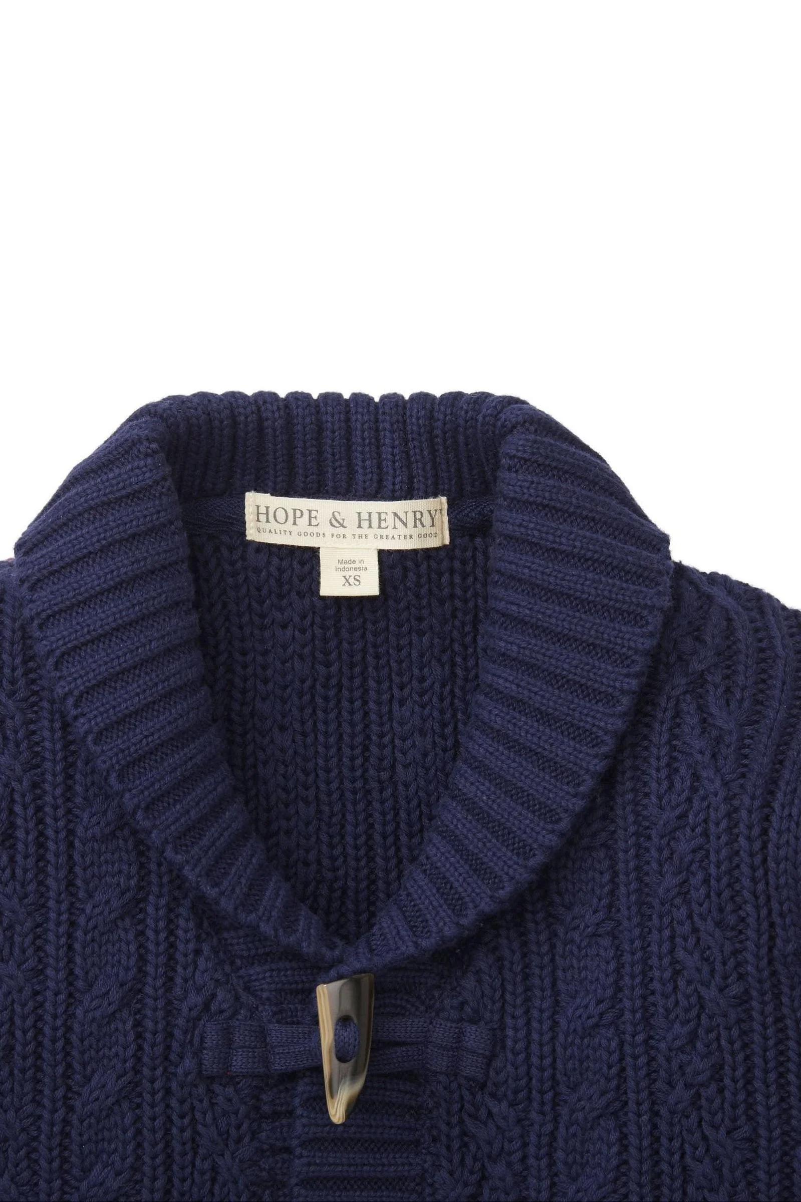 Hope & Henry Organic Cotton Shawl Collar Cardigan for Boys, Navy, Baby, Toddler & Kids - Image 3