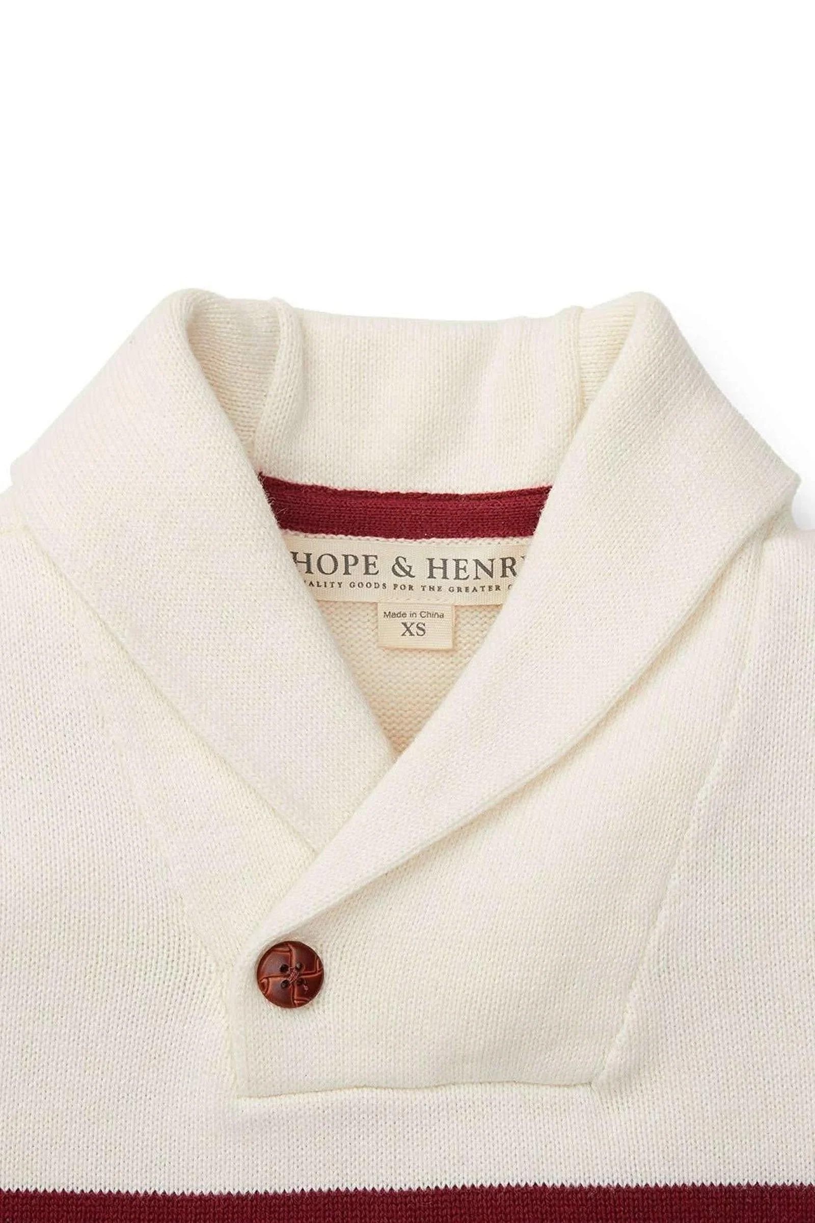 Hope & Henry Organic Cotton Shawl Collar Sweater for Boys, Ivory Stripe, Sizes 2-16 - Image 6