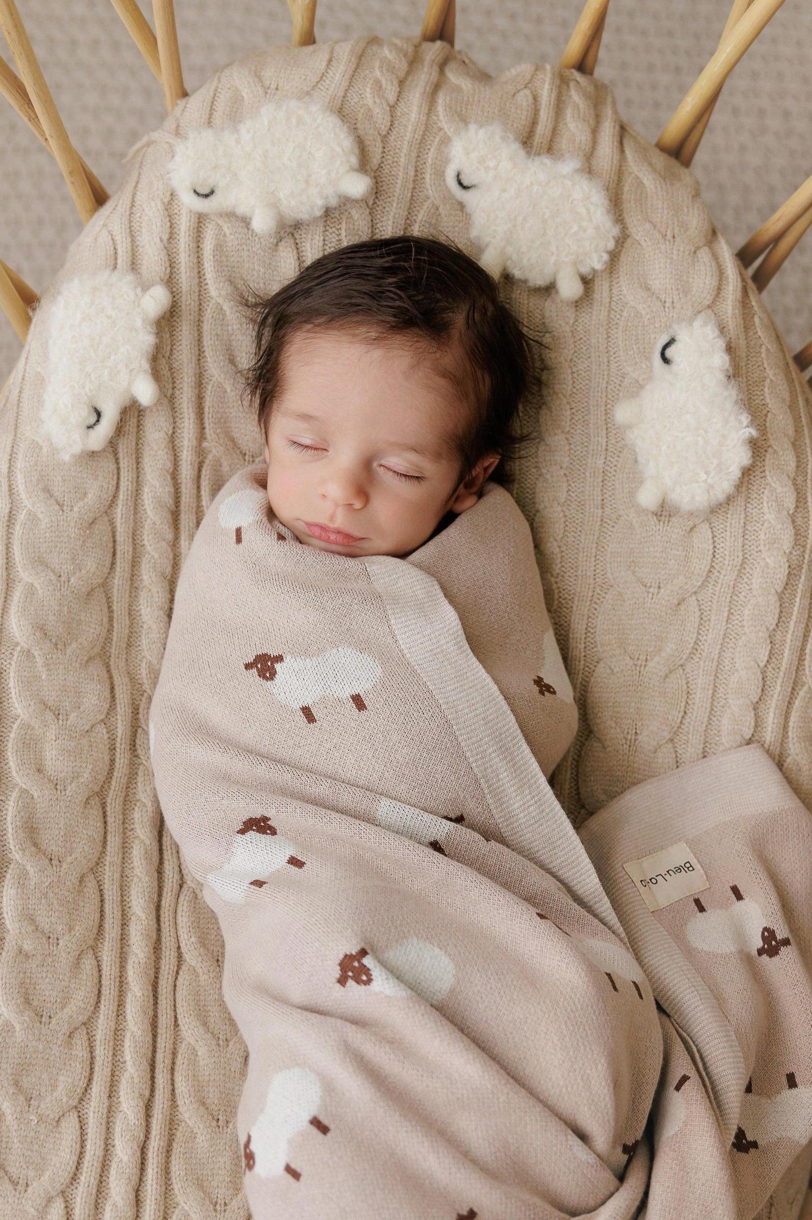 Sheep Knit Luxury Swaddle Blanket, 100% OEKO Tex Pima Cotton - Image 5