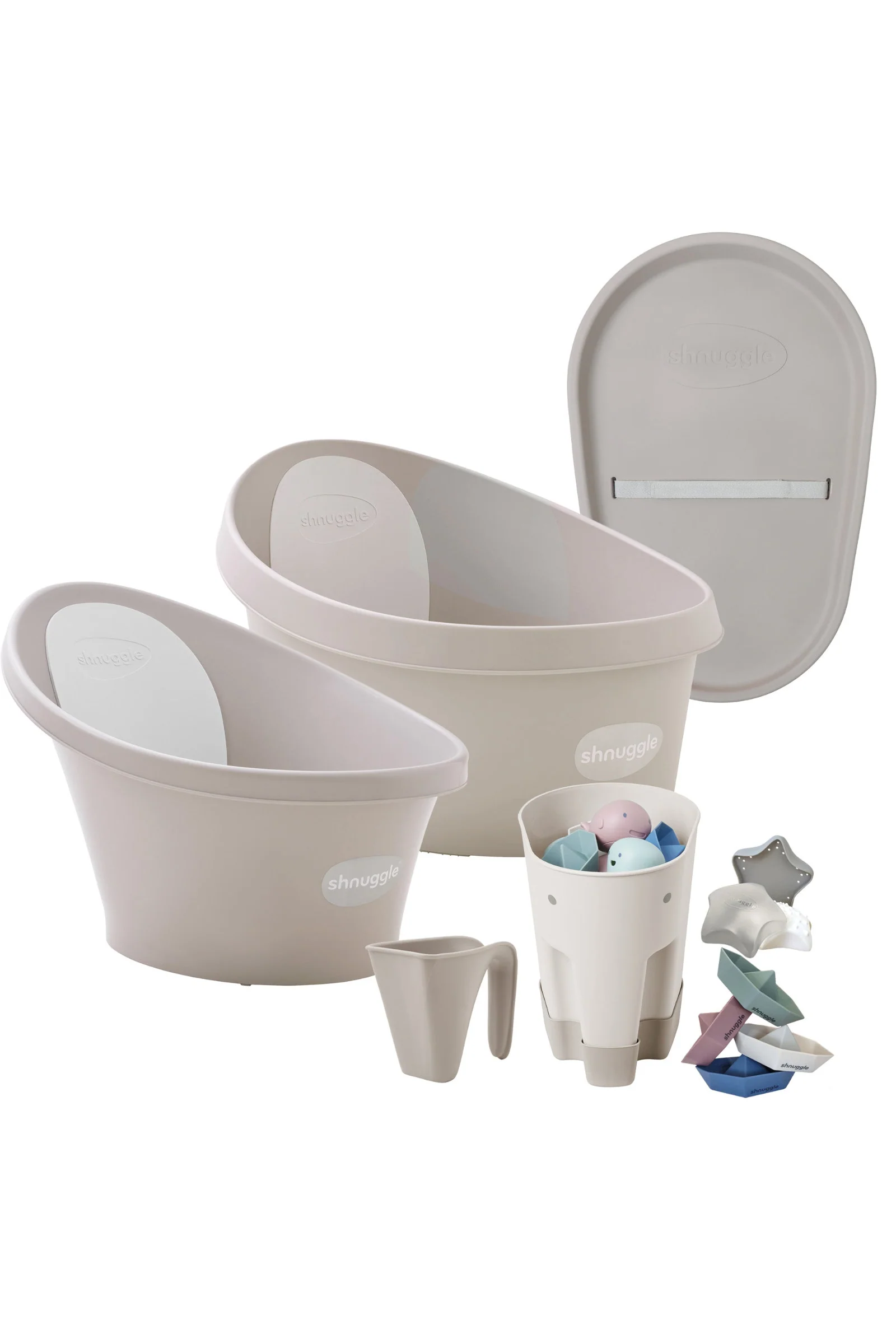 Shnuggle Growing Family Bath Time Bundle:  Baby & Toddler Baths + 7-Piece Set for Bath & Diaper Time - Image 4