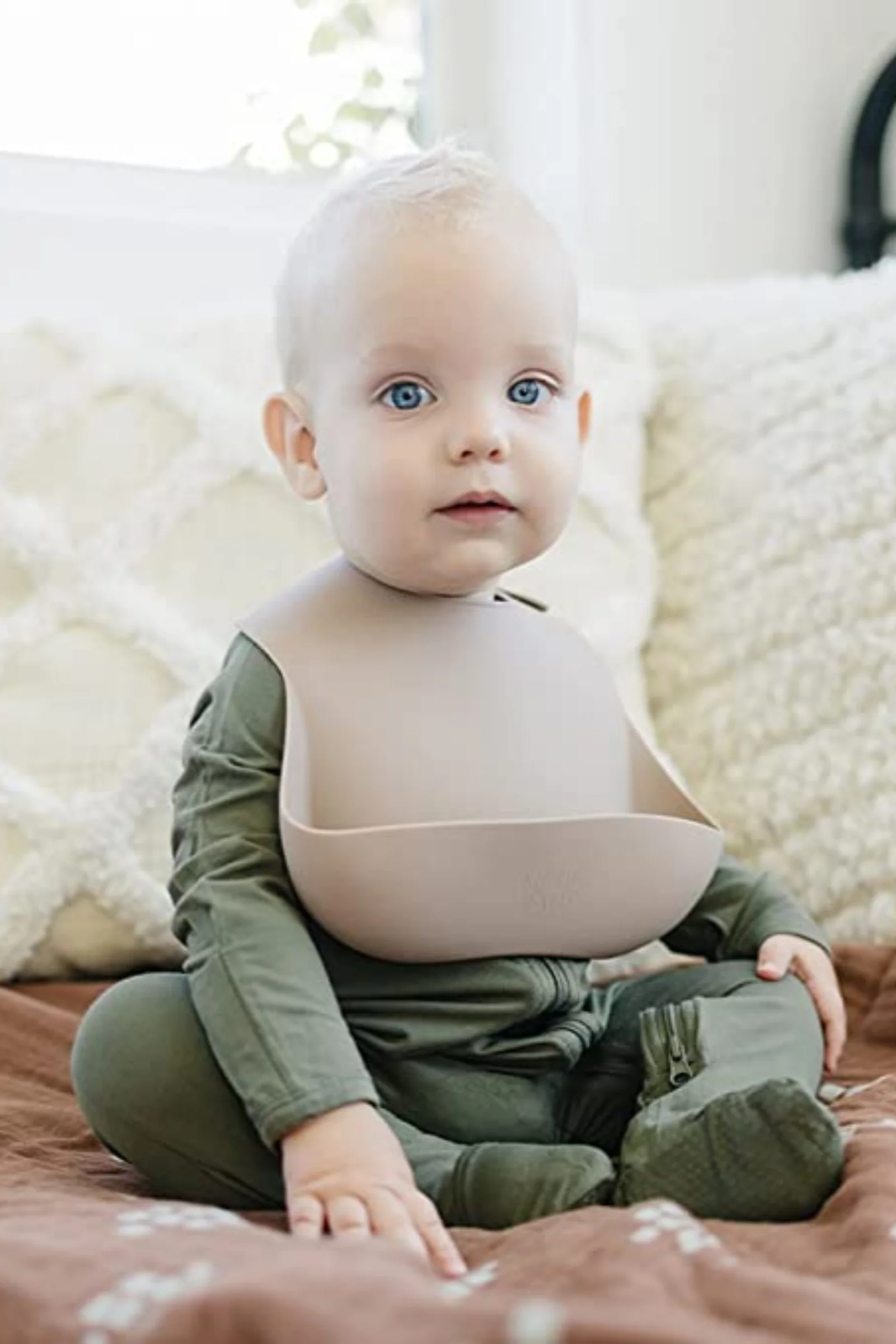 Mebie Baby Silicone Bib, Adjustable Fit, BPA Free, Baby Essentials