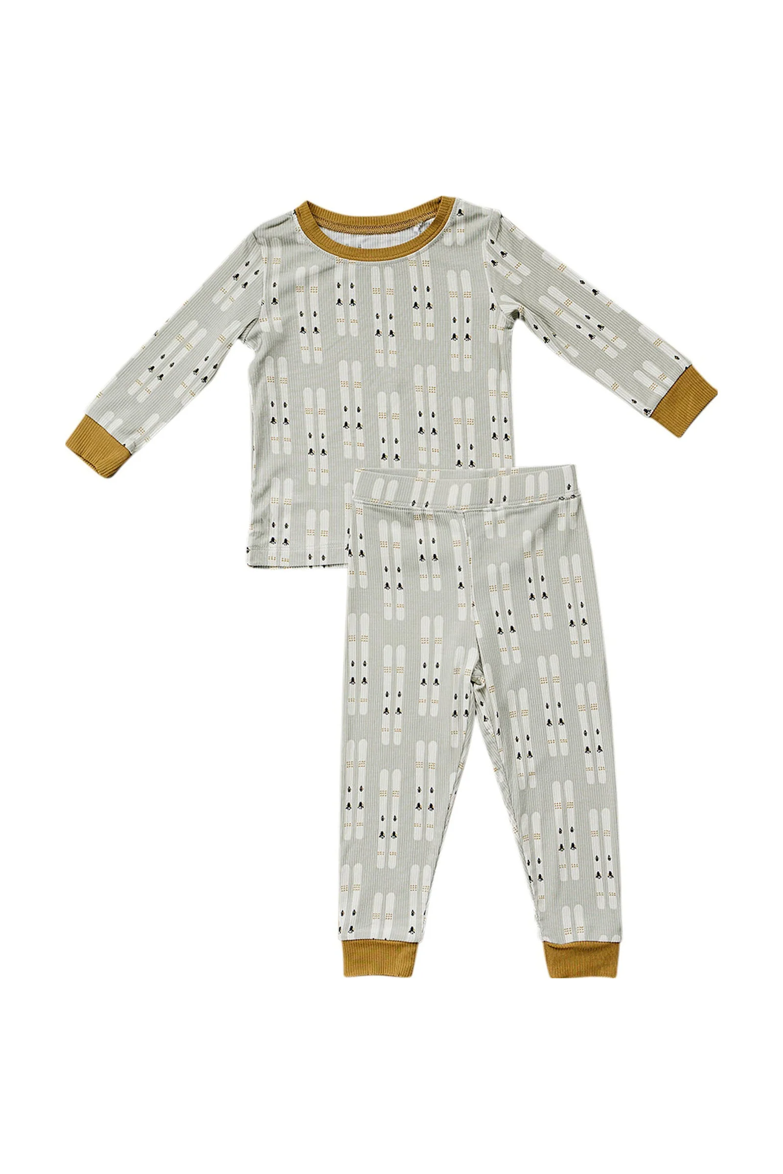 Mebie Baby Ski Ribbed Cozy Pajama Set, Bamboo, Baby Essentials - Image 2