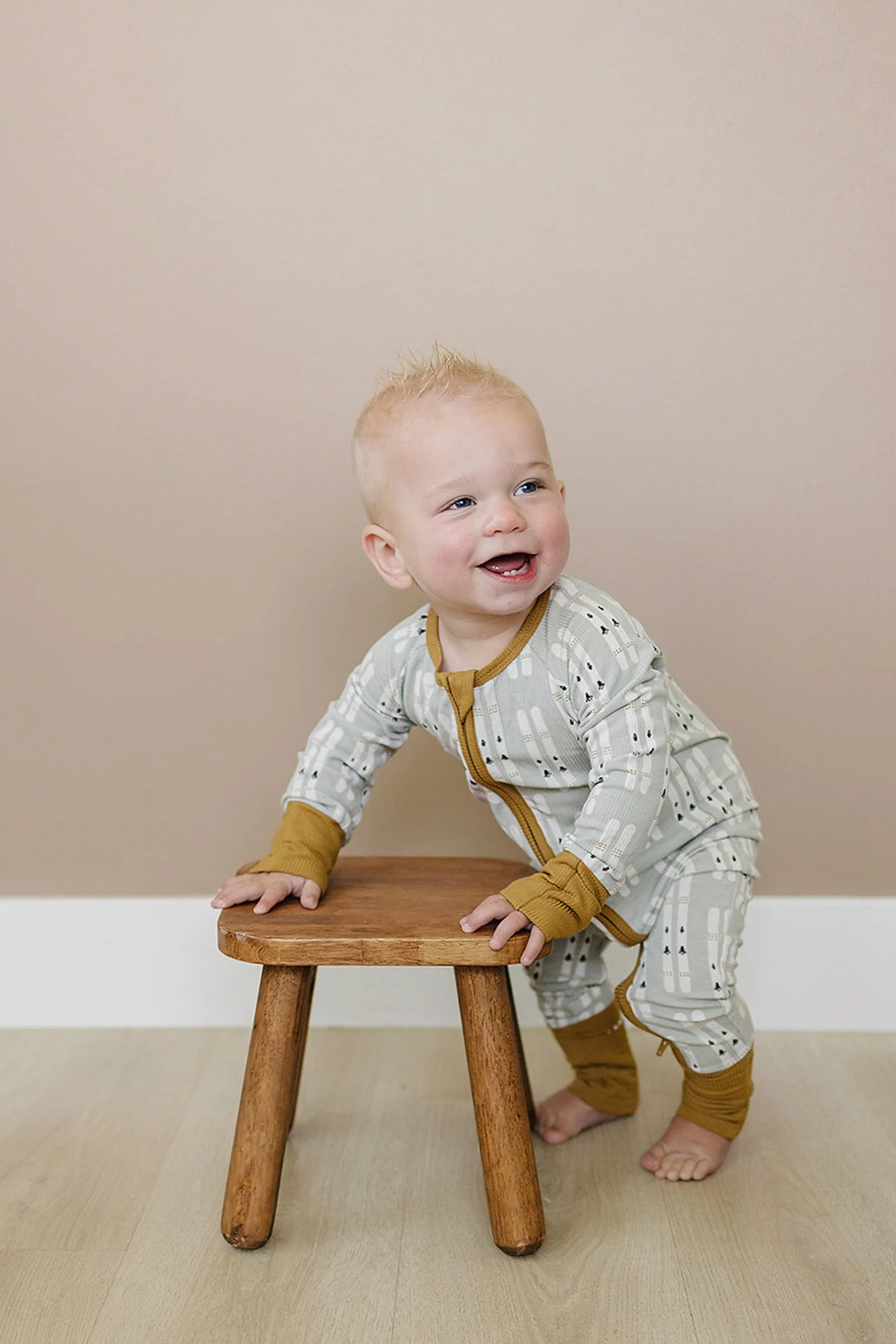 Mebie Baby Ski Ribbed Zipper Pajama, Bamboo, Baby Essentials - Image 3