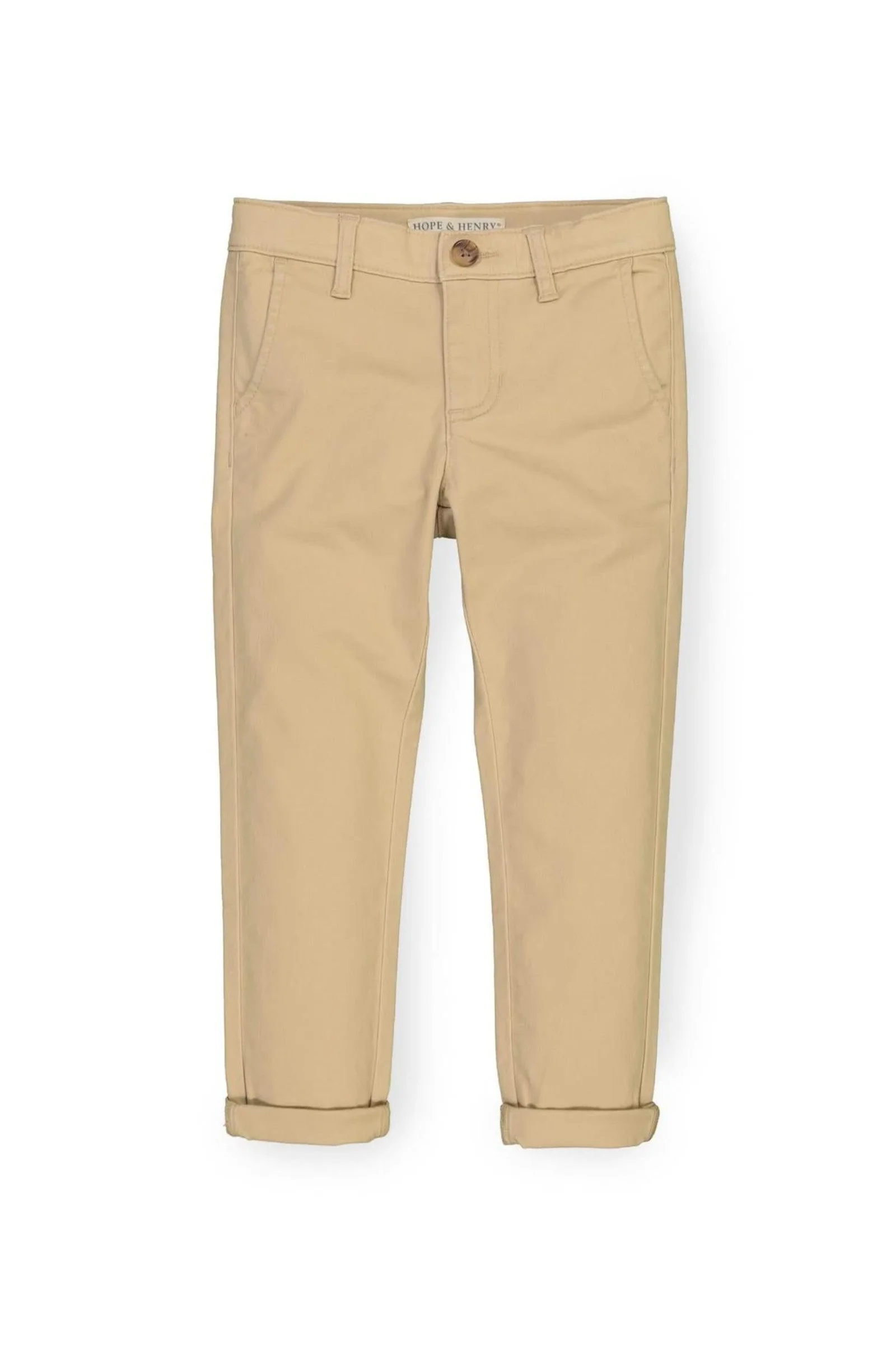 Hope & Henry Khaki Skinny Stretch Organic Cotton Twill Chino for Baby Boys, Baby - Image 2