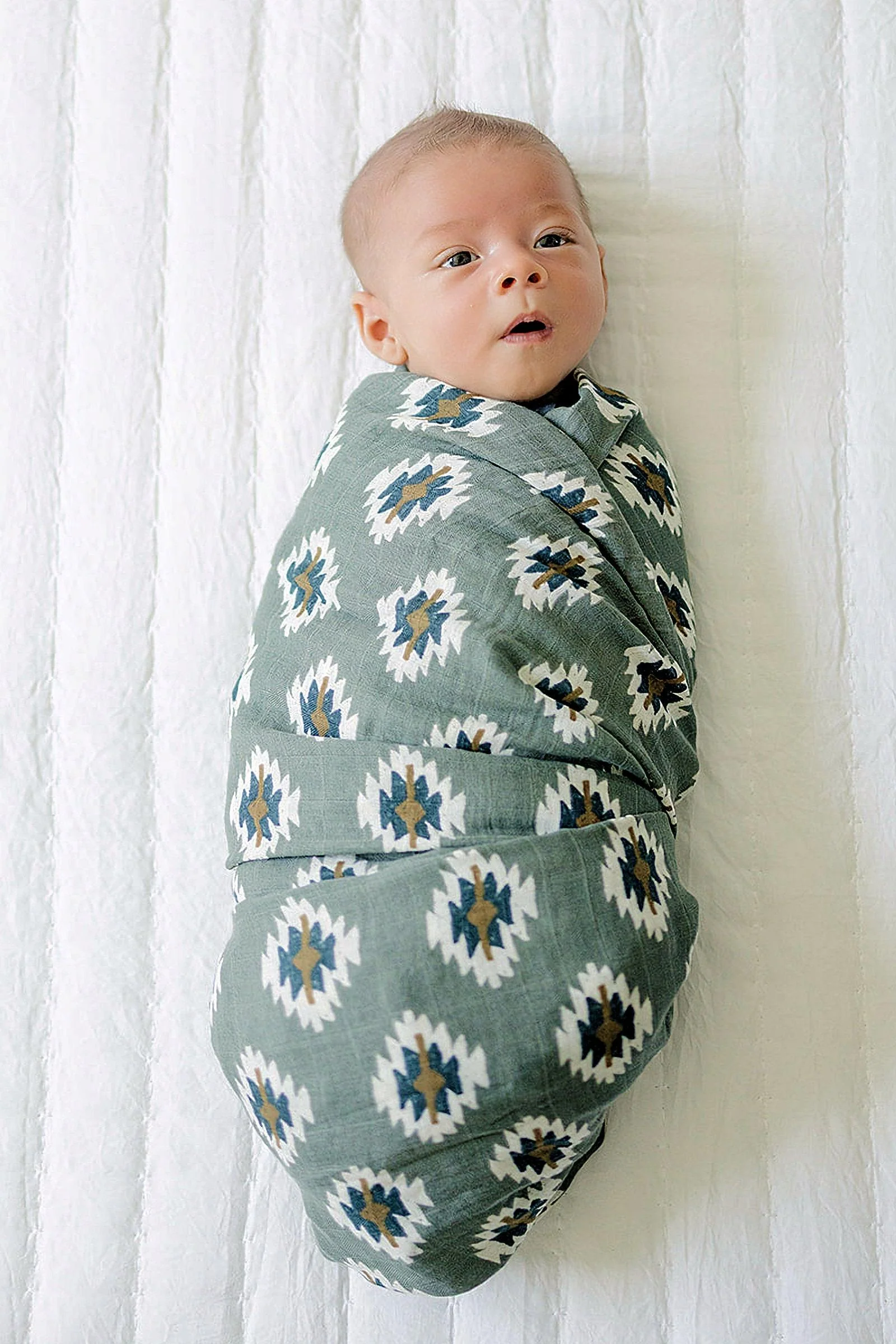 Mebie Baby Southwest Aztec Muslin Swaddle Blanket, 100% Cotton, Rodeo Collection, Gender Neutral, Baby